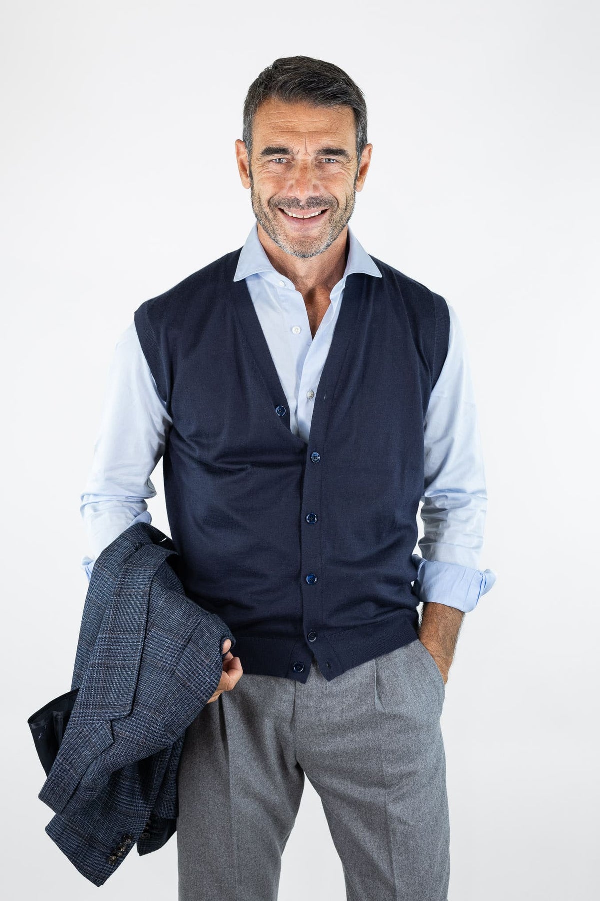 GUARINO Gilet Cashmere Bottoni Blu