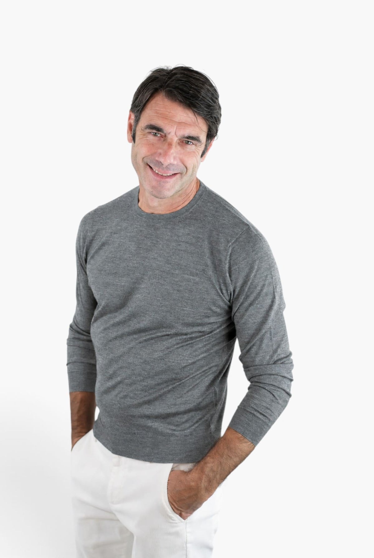 GUARINO Girocollo Cashmere Seta Superlight Grigio