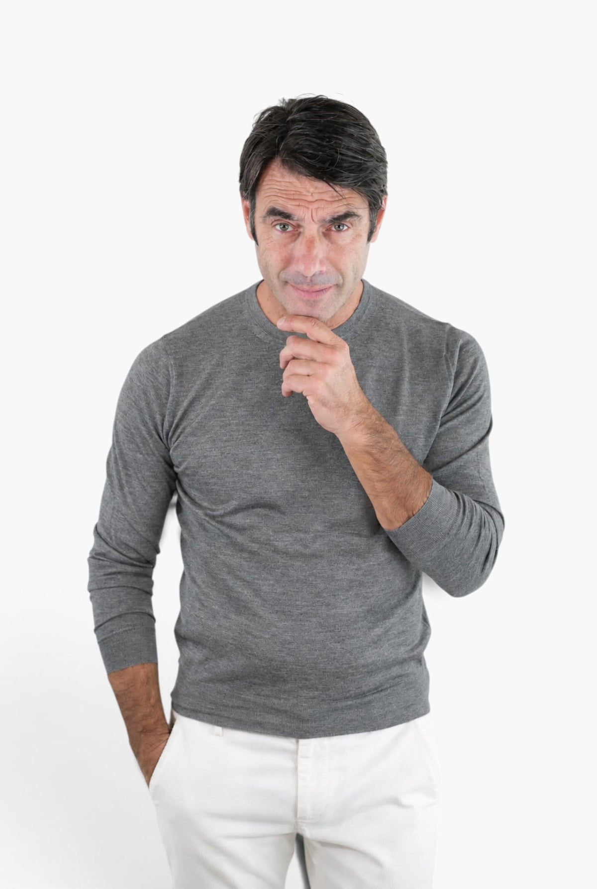 GUARINO Girocollo Cashmere Seta Superlight Grigio