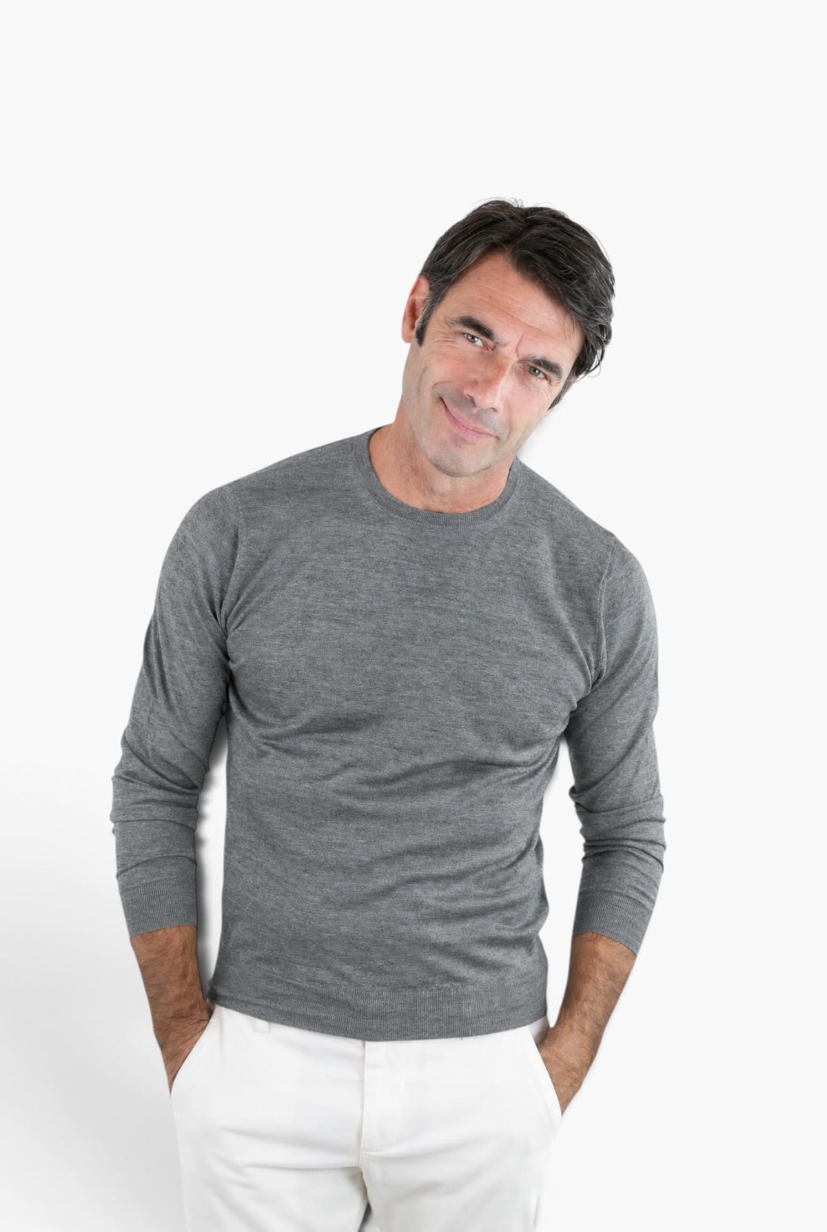 GUARINO Girocollo Cashmere Seta Superlight Grigio