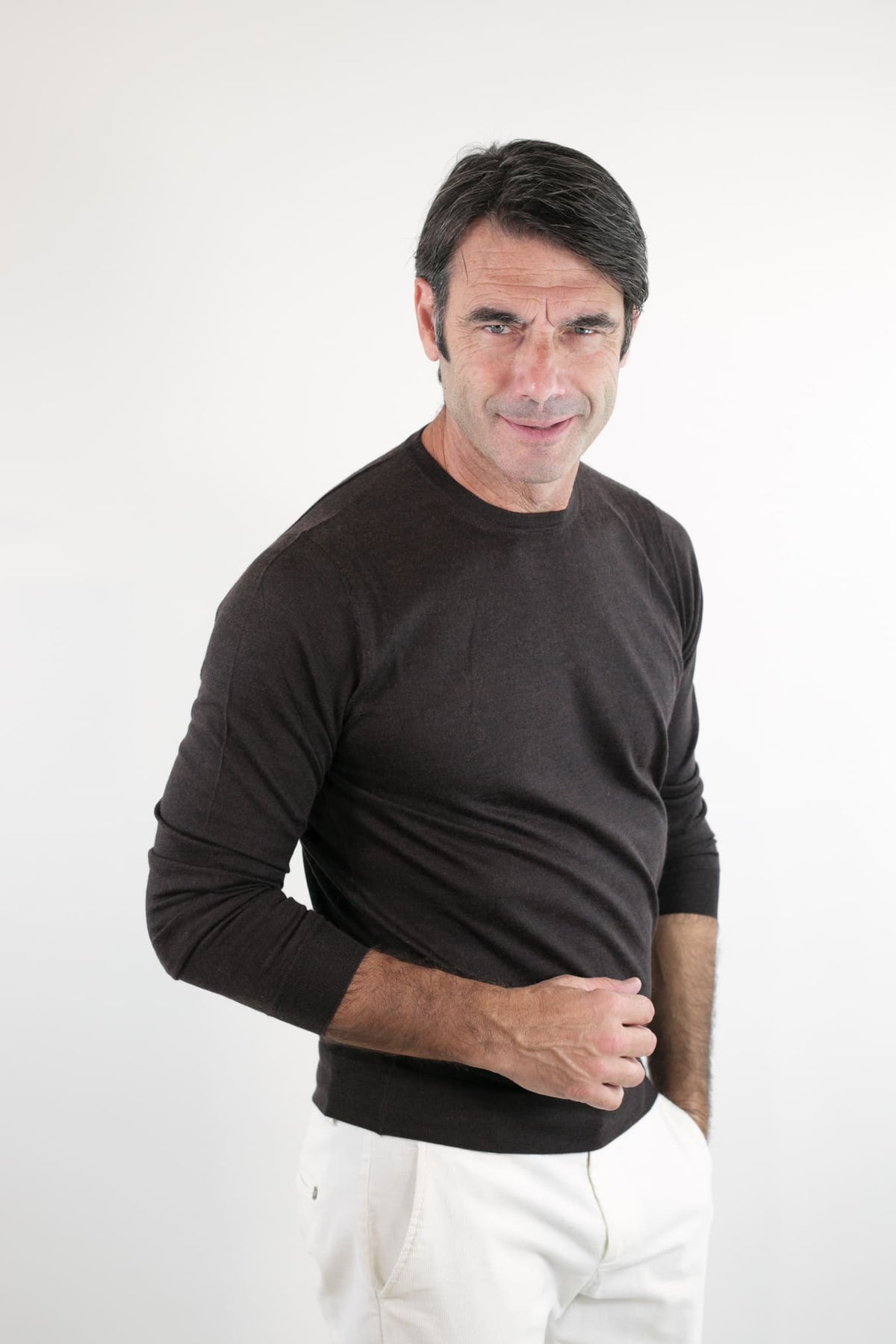 GUARINO Girocollo Cashmere Seta Superlight Testa Moro