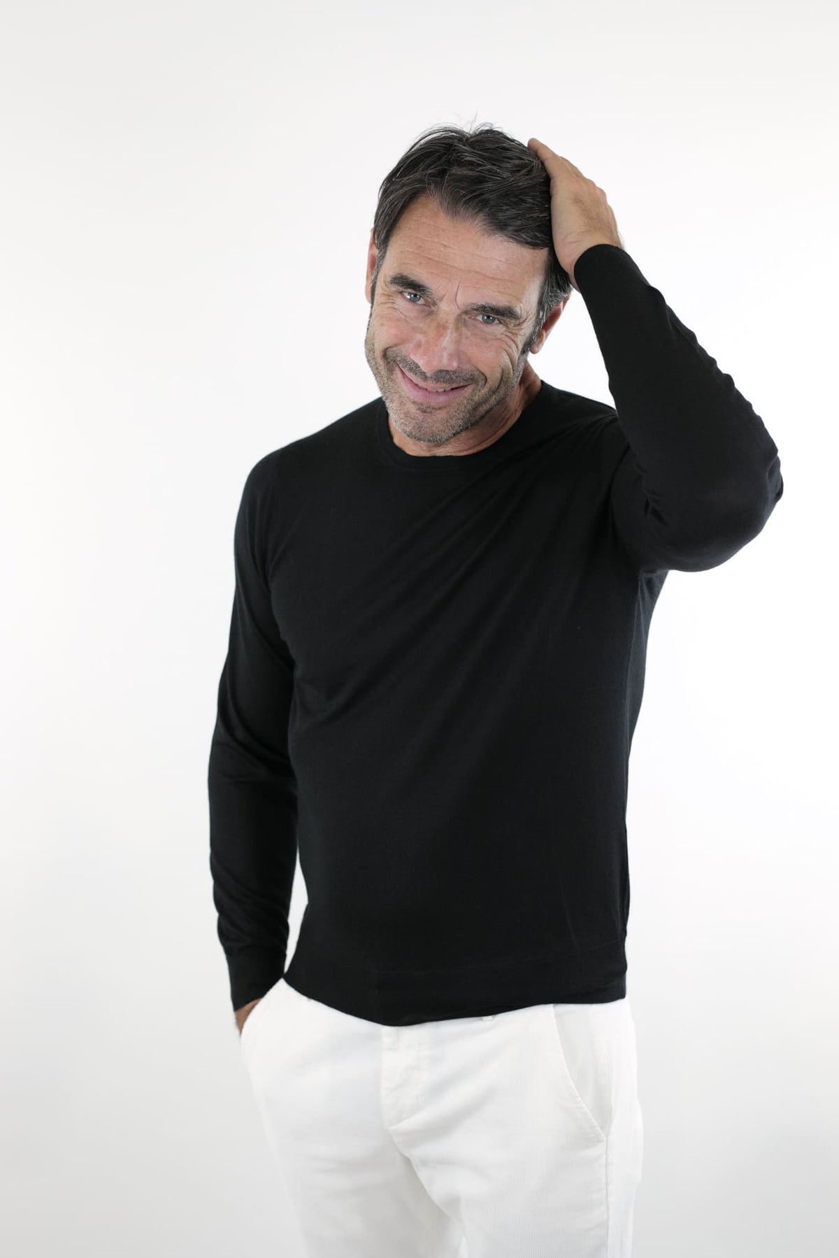 GUARINO Girocollo Cashmere Seta Superlight Nero