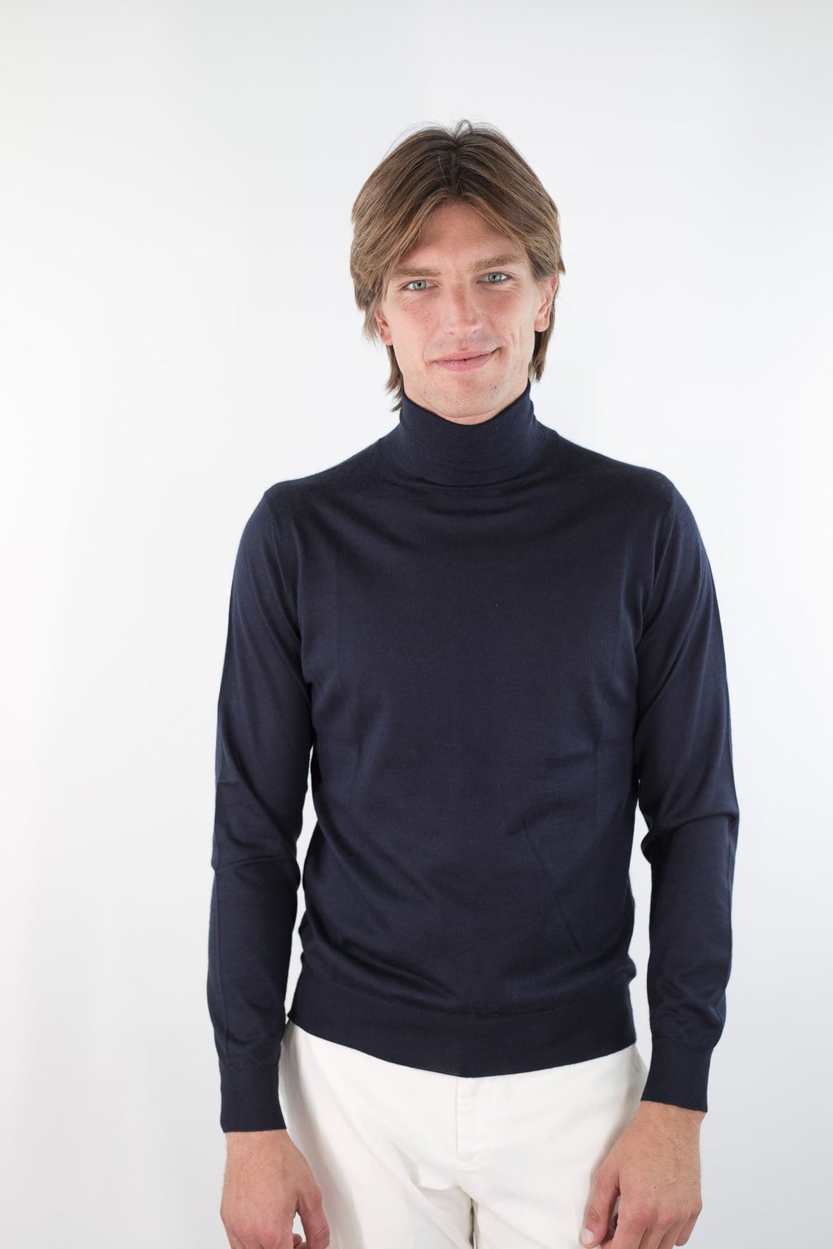 GUARINO Dolcevita Cashmere e Seta Superlight Blu Navy