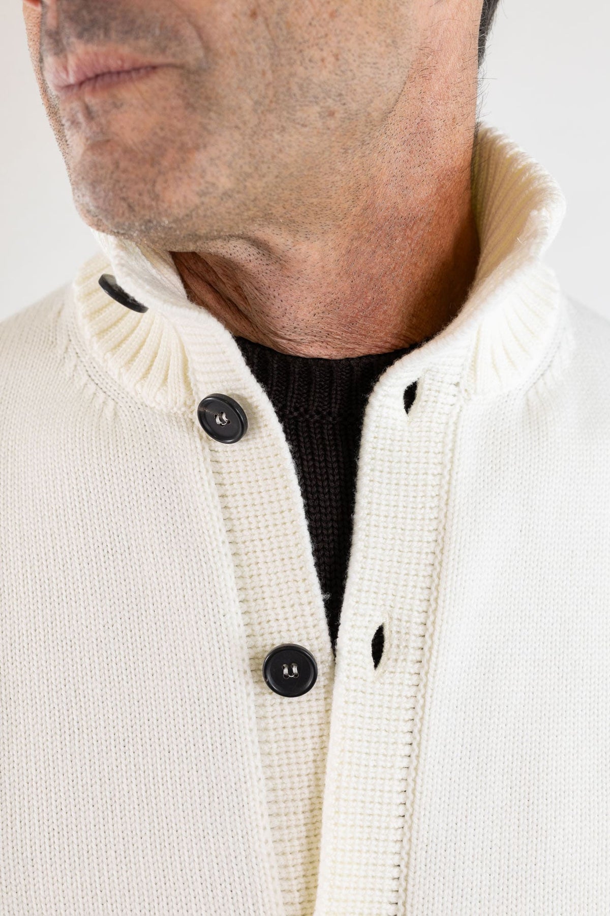 GUARINO Cardigan Lana Merinos Bianco Panna