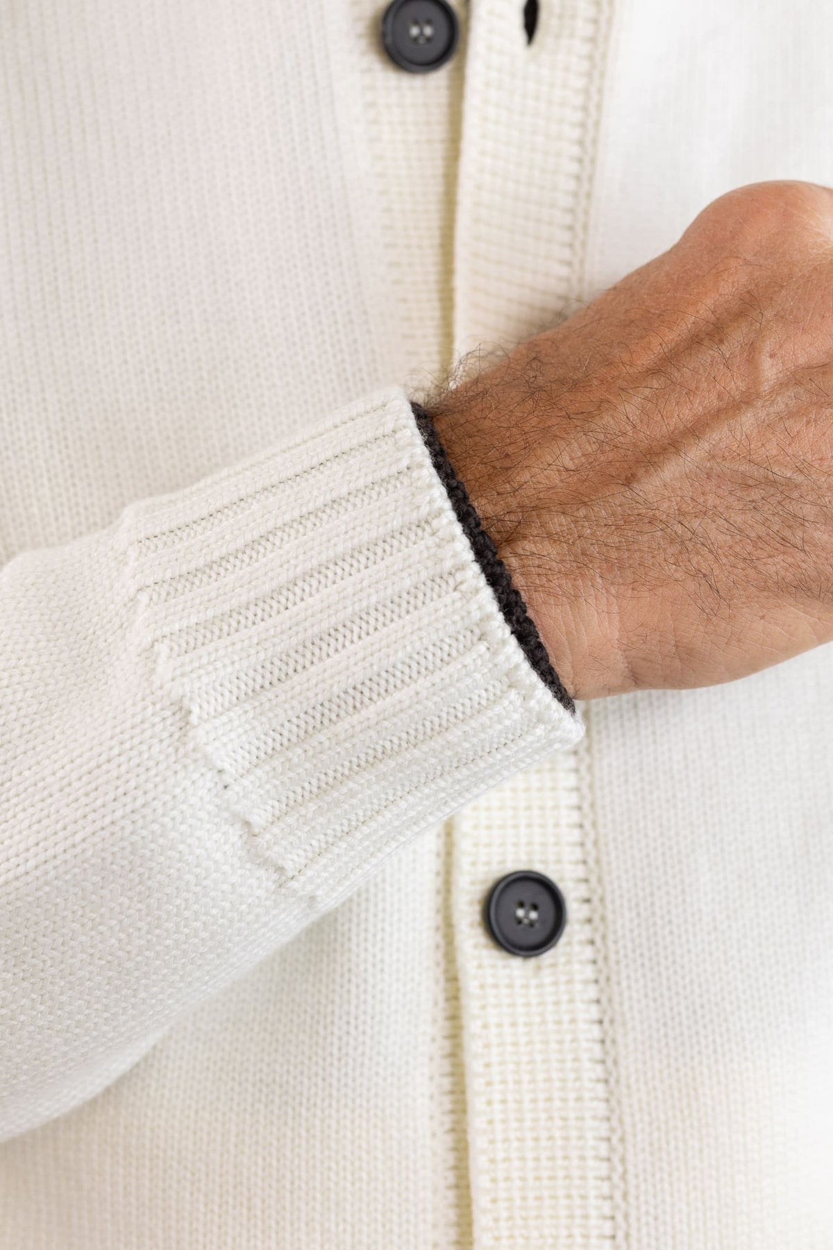 GUARINO Cardigan Lana Merinos Bianco Panna