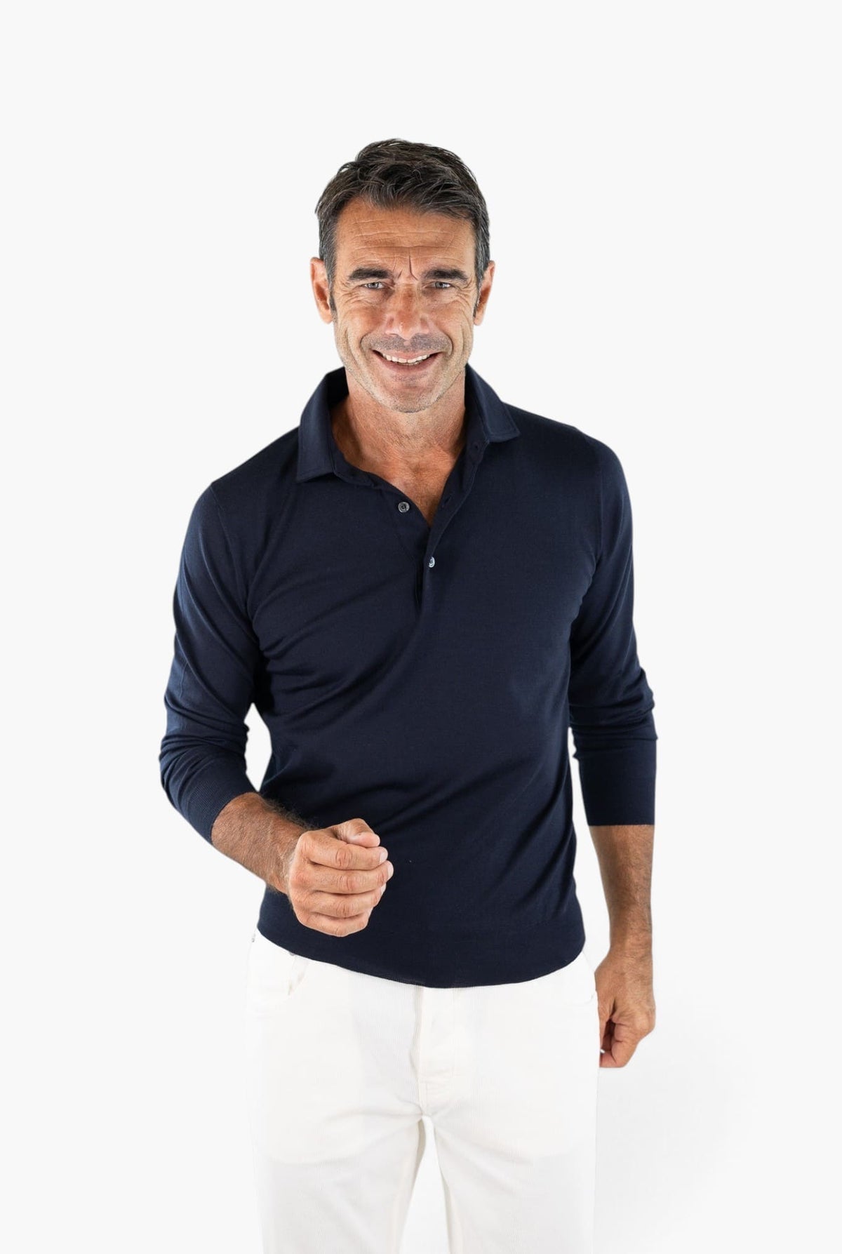 GUARINO Polo "Wish" Merinos 15.5 Micron Blu