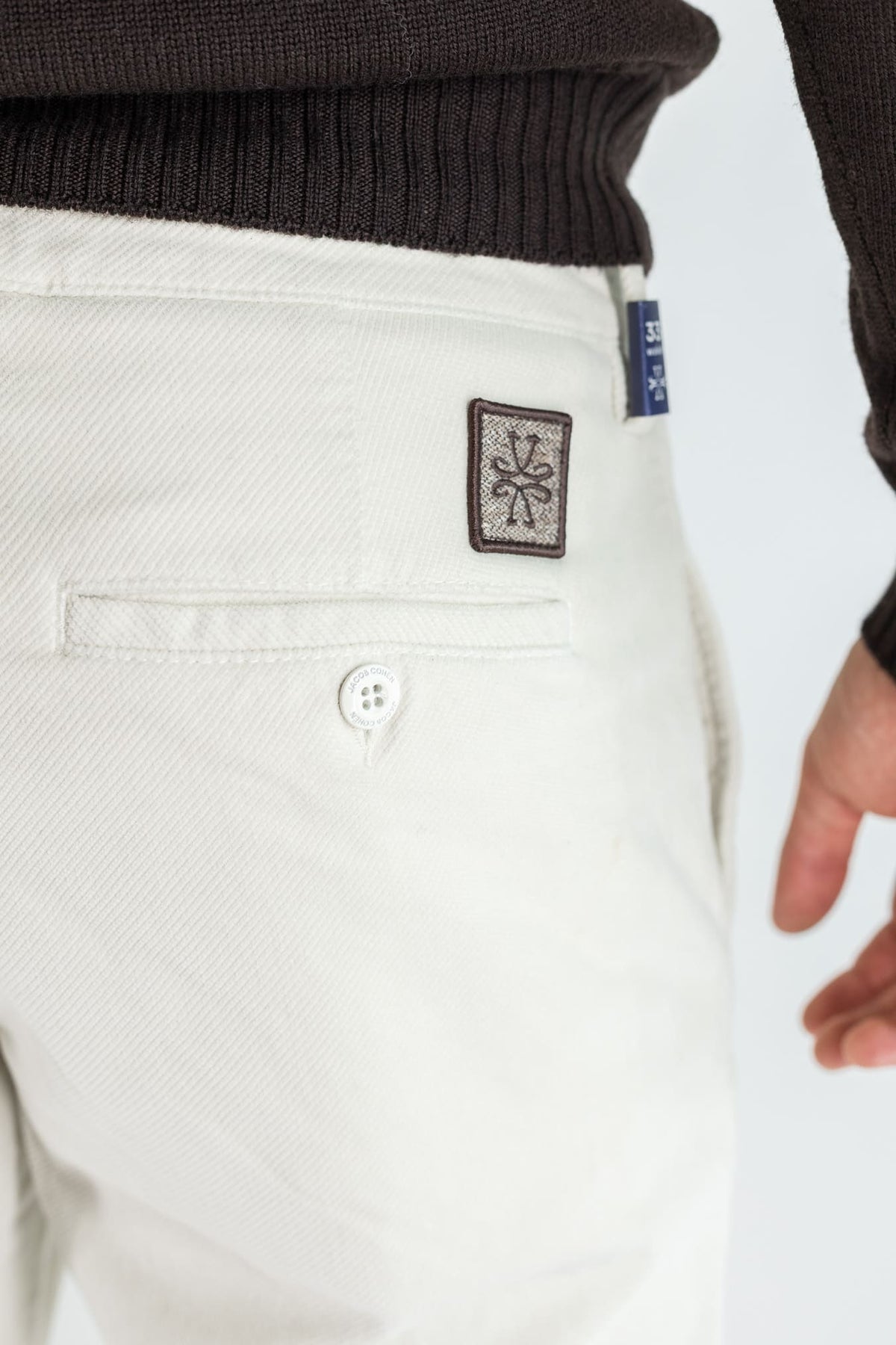 JACOB COHEN Pantaloni "Bobby" Diagonale Velluto Panna