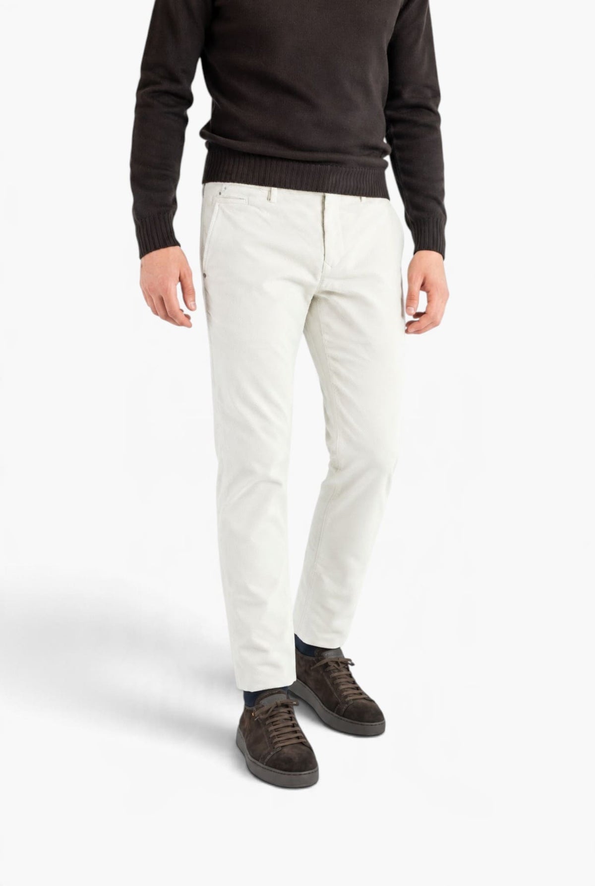 JACOB COHEN Pantaloni "Bobby" Diagonale Velluto Panna