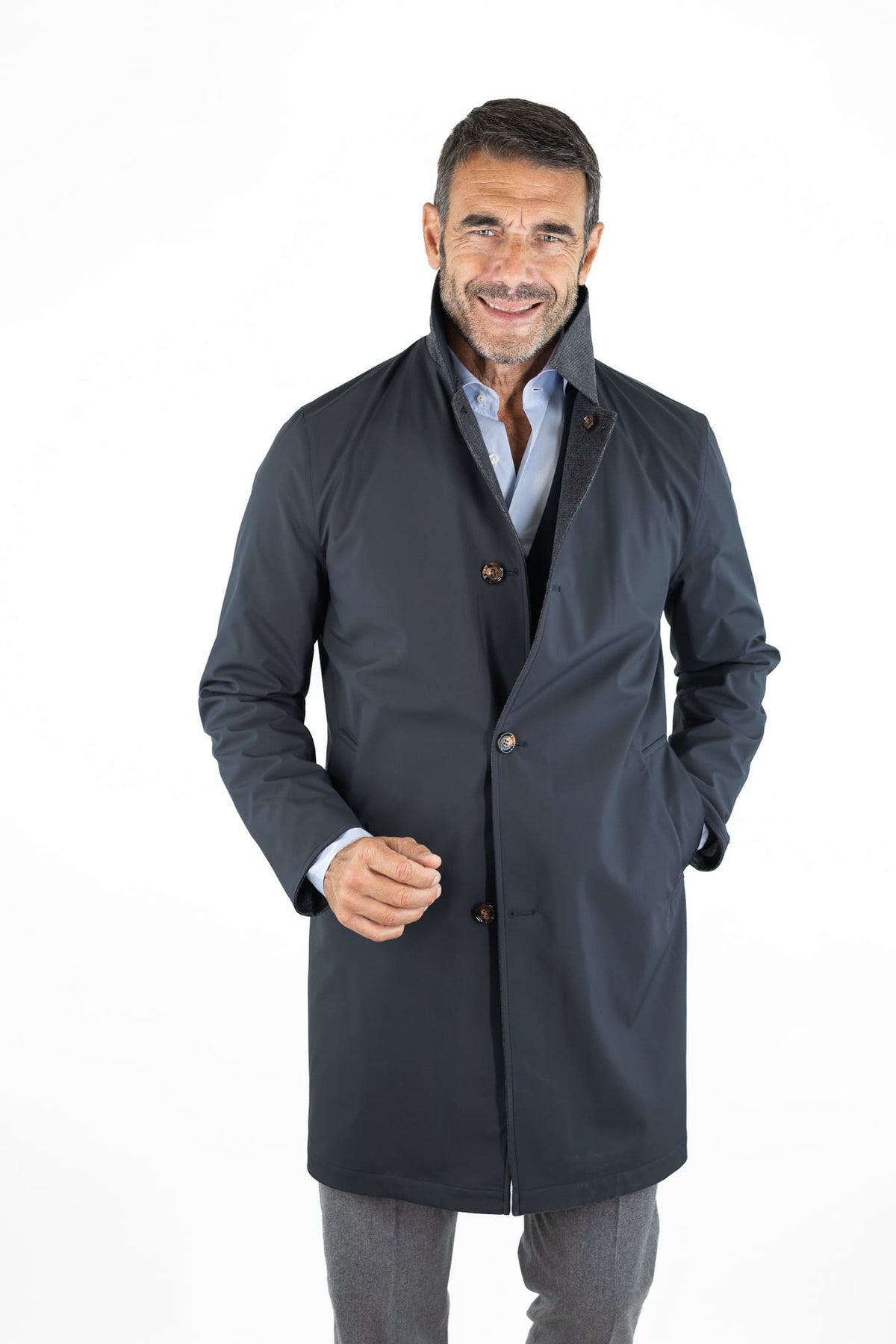 KIRED Cappotto Reversibile Principe di Galles Cashmere Nylon