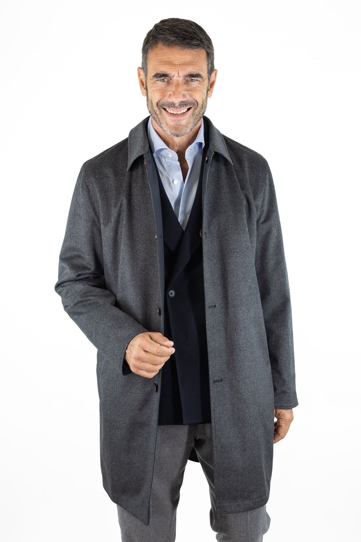 KIRED Cappotto Reversibile Principe di Galles Cashmere Nylon