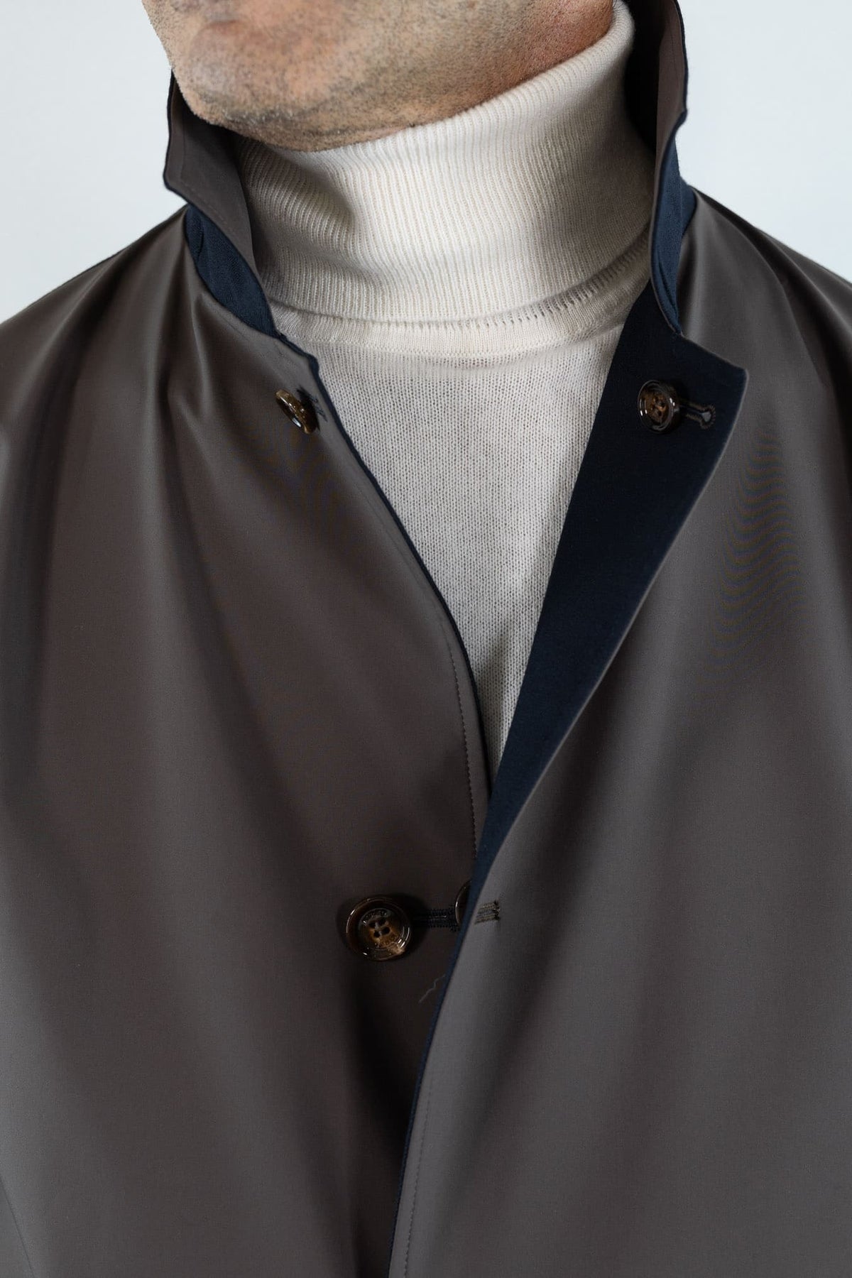 KIRED Cappotto Reversibile Lana Nylon Blu Marrone