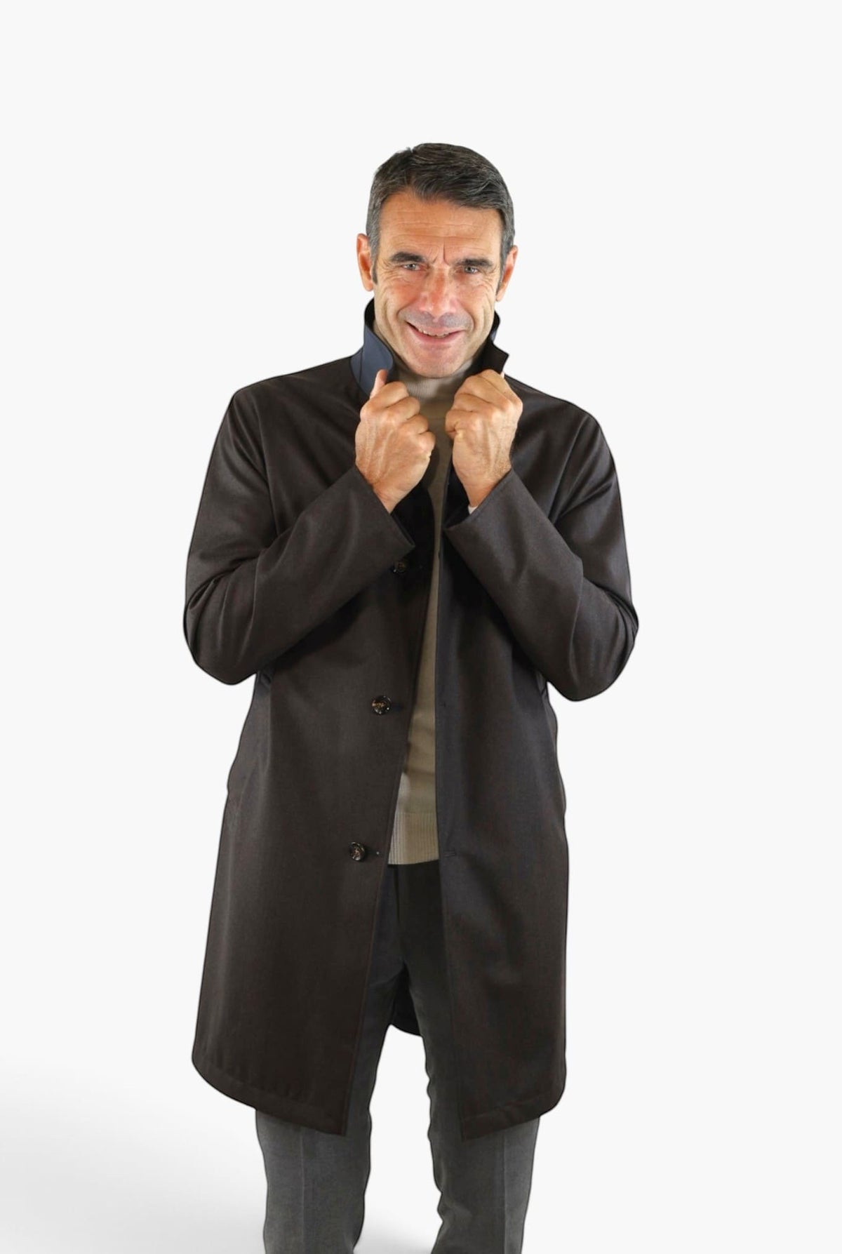 KIRED Cappotto Reversibile Lana Nylon Moro Blu