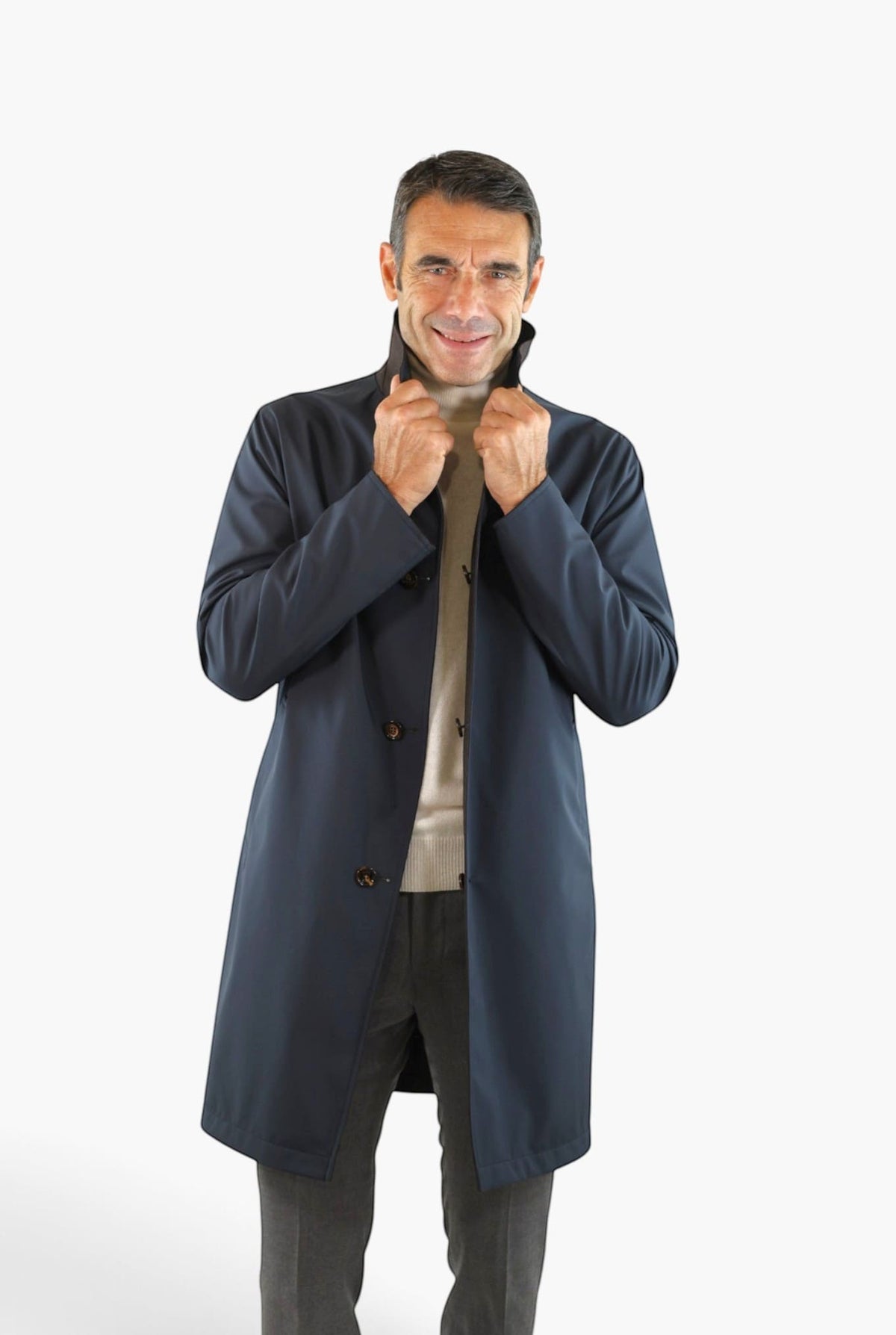 KIRED Cappotto Reversibile Lana Nylon Moro Blu