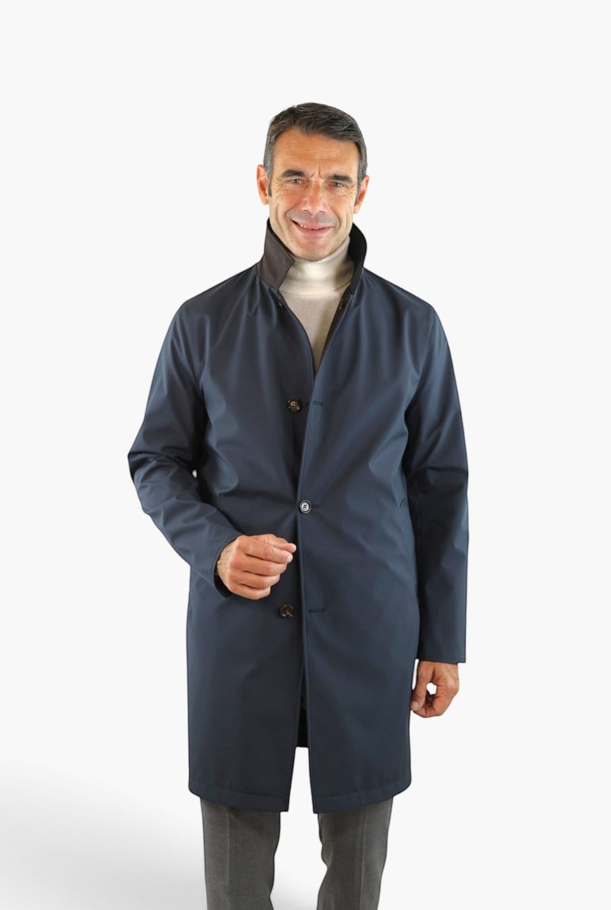 KIRED Cappotto Reversibile Lana Nylon Moro Blu
