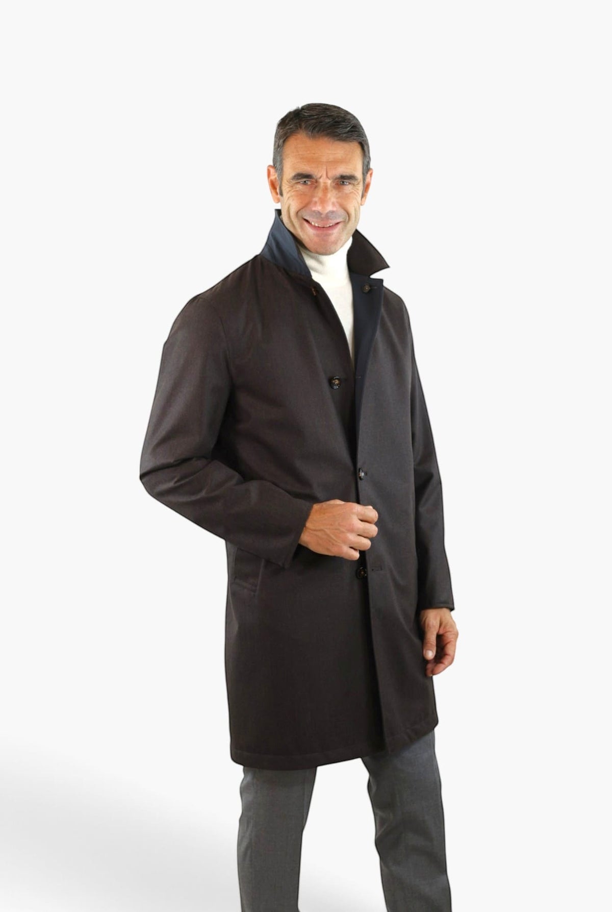 KIRED Cappotto Reversibile Lana Nylon Moro Blu