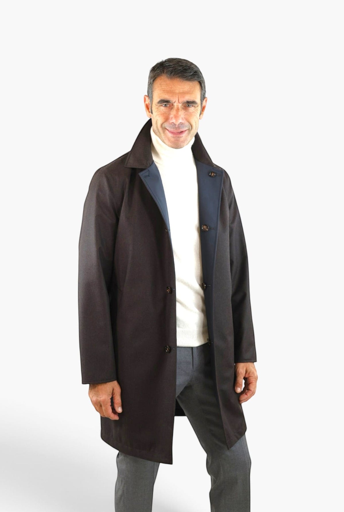 KIRED Cappotto Reversibile Lana Nylon Moro Blu