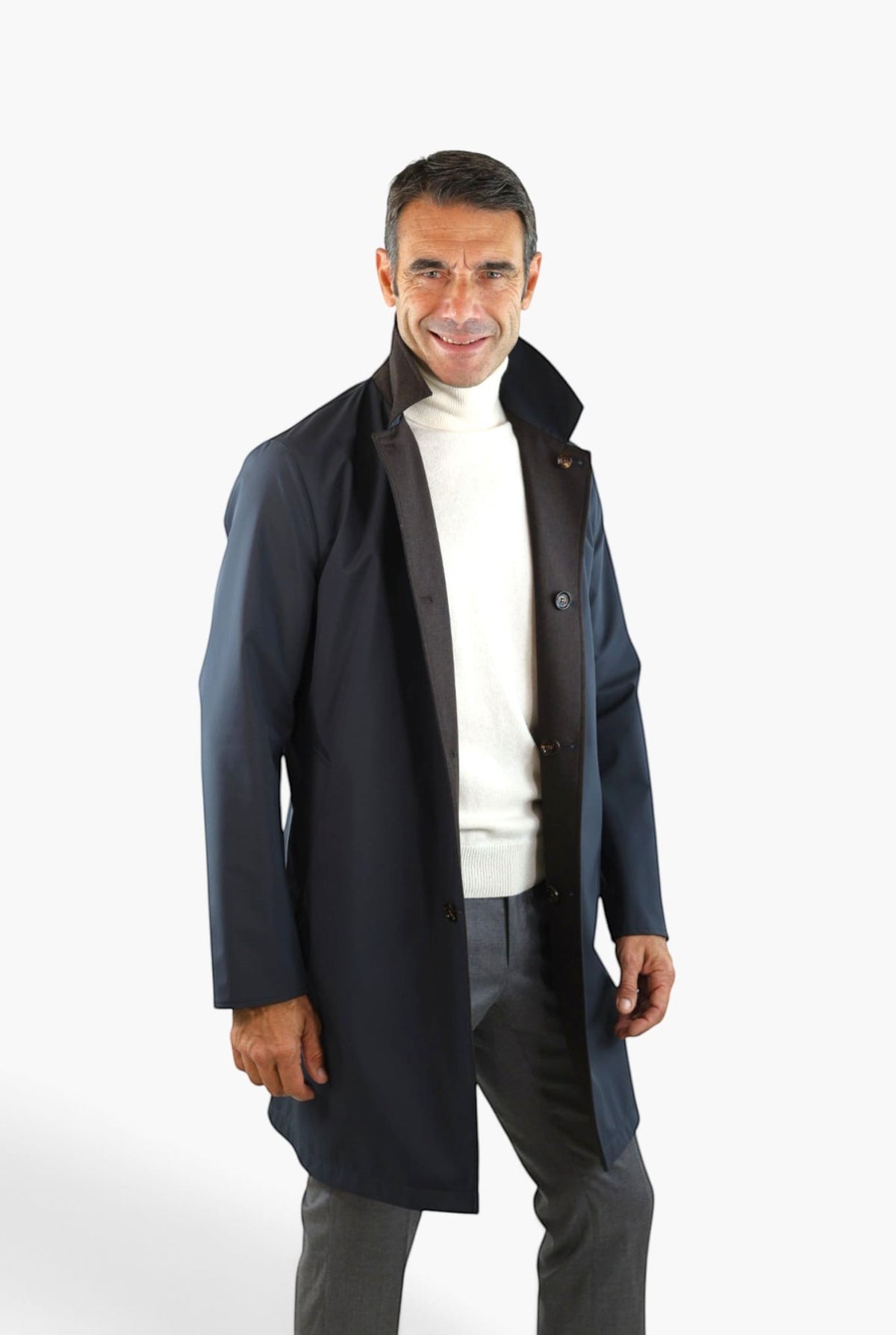 KIRED Cappotto Reversibile Lana Nylon Moro Blu