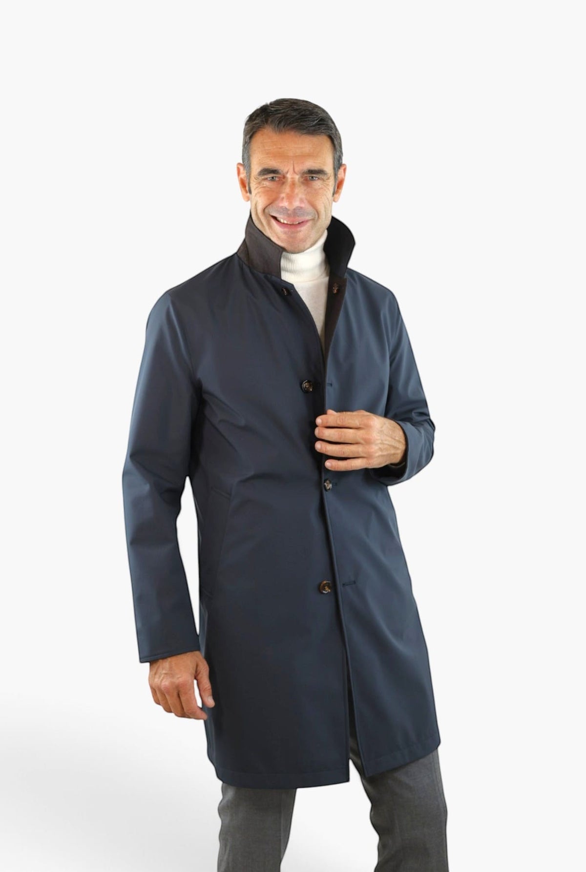 KIRED Cappotto Reversibile Lana Nylon Moro Blu