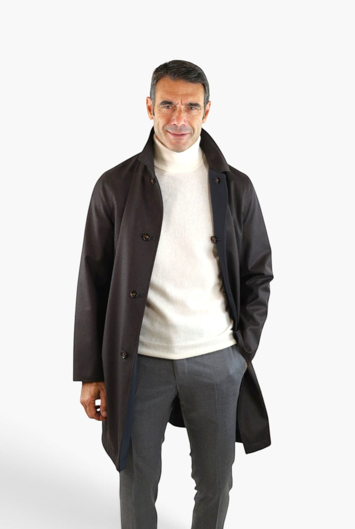 KIRED Cappotto Reversibile Lana Nylon Moro Blu