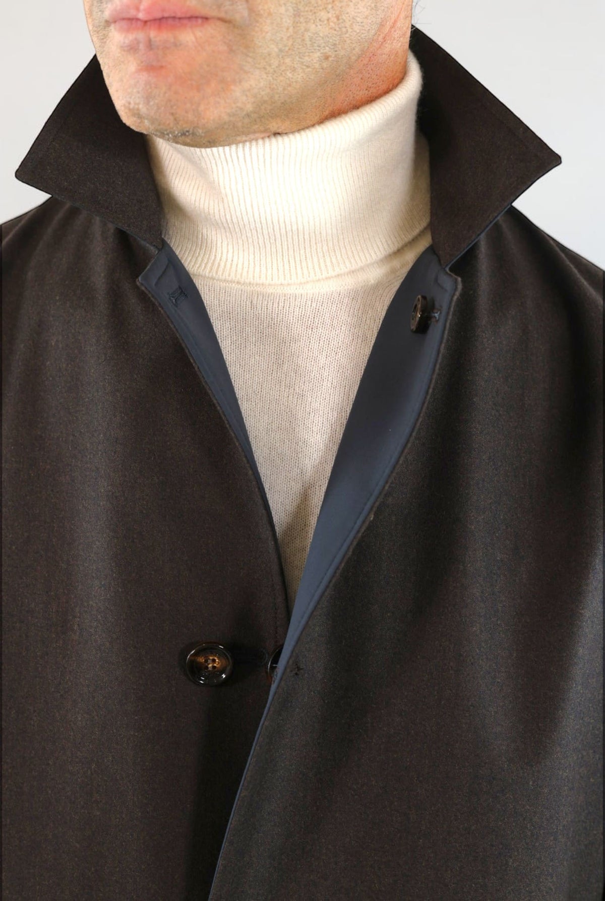 KIRED Cappotto Reversibile Lana Nylon Moro Blu