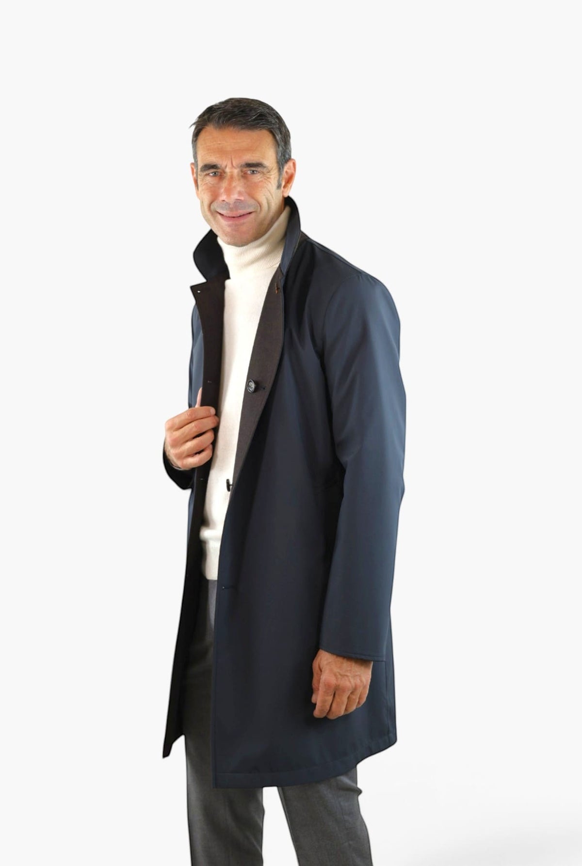KIRED Cappotto Reversibile Lana Nylon Moro Blu