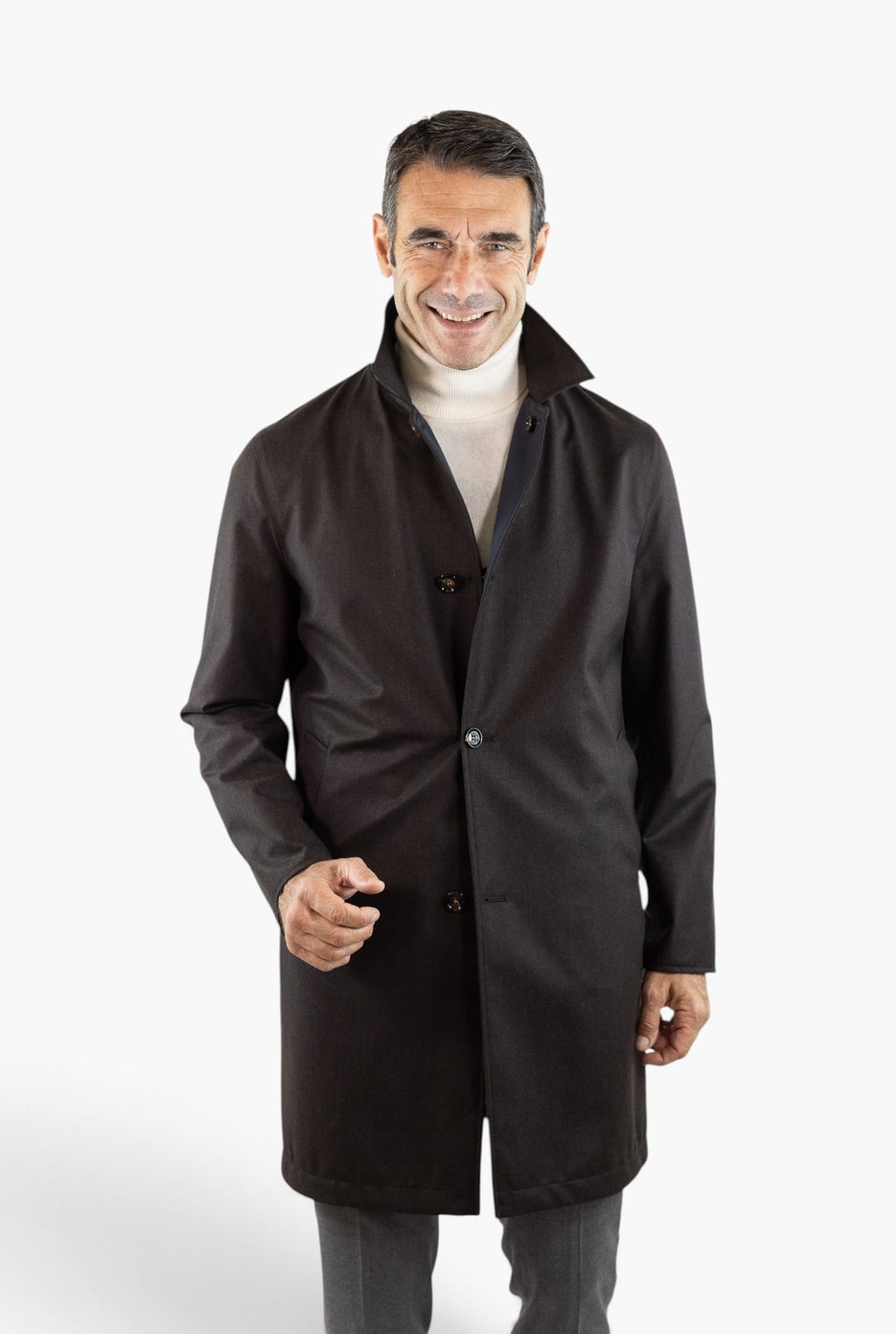 KIRED Cappotto Reversibile Lana Nylon Moro Blu