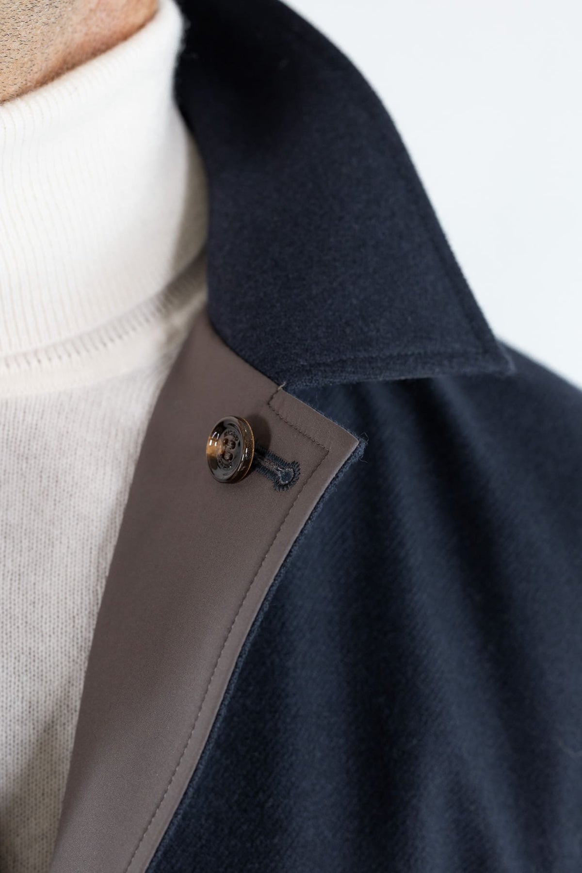 KIRED Cappotto Reversibile Lana Nylon Blu Marrone