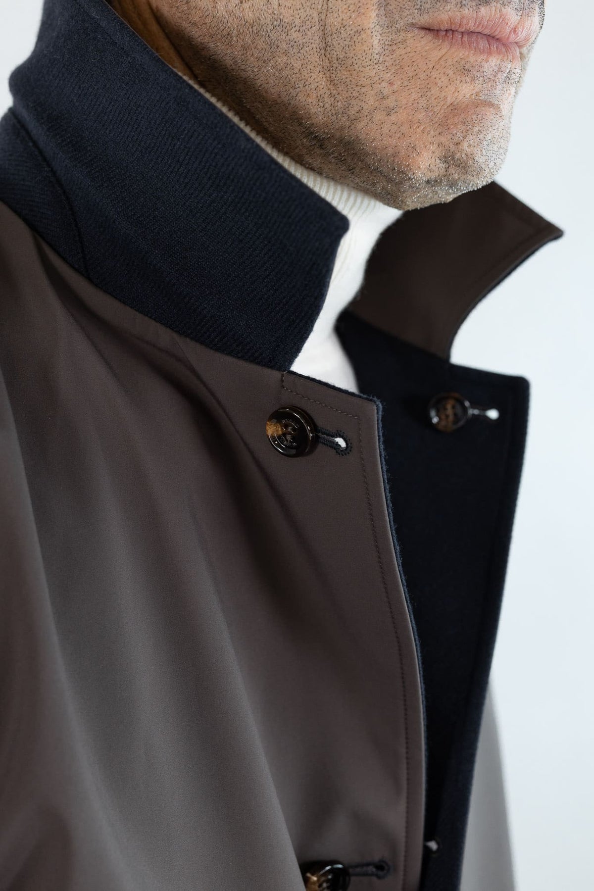 KIRED Cappotto Reversibile Lana Nylon Blu Marrone