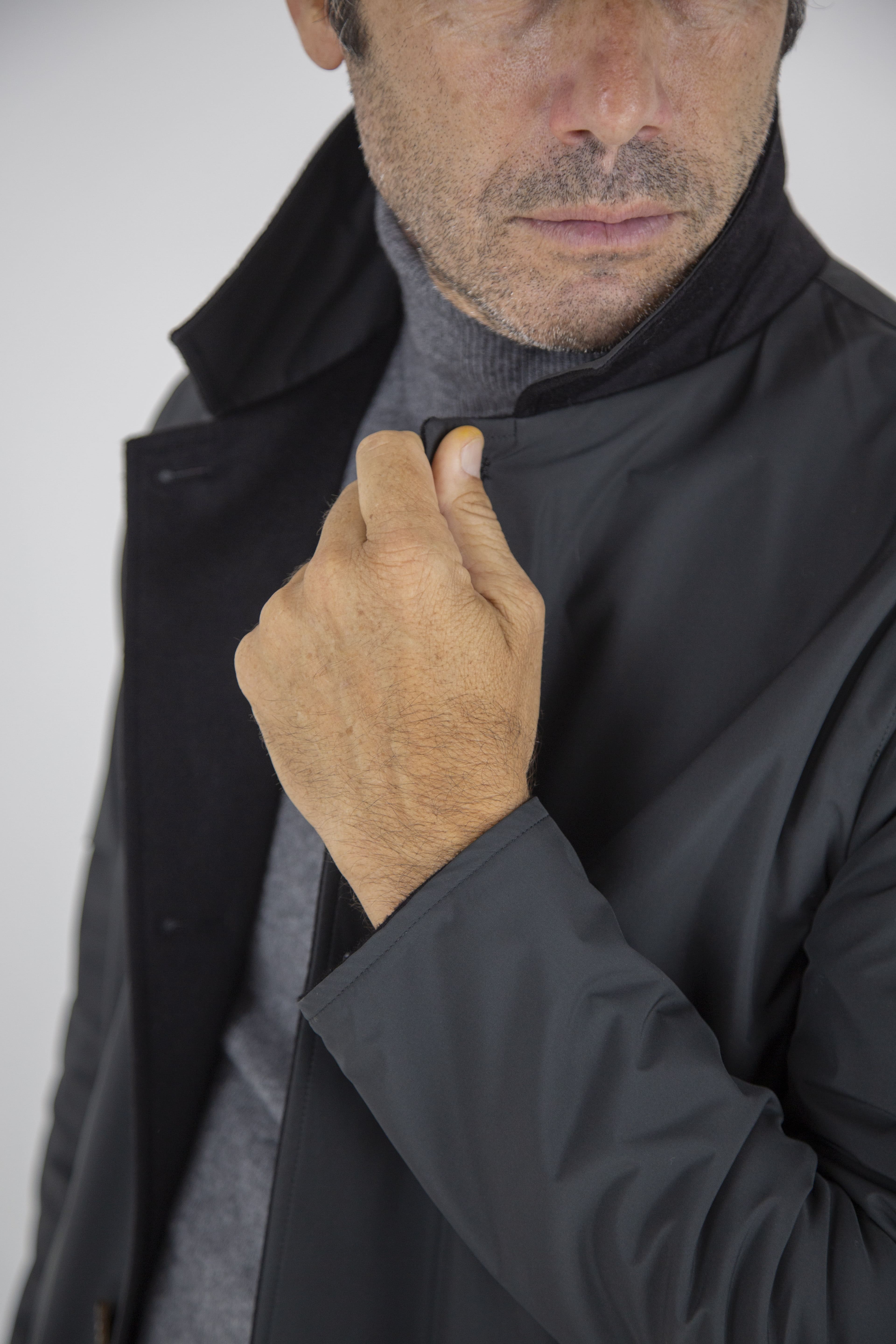 KIRED Cappotto Reversibile Cashmere Nylon Nero/Nero