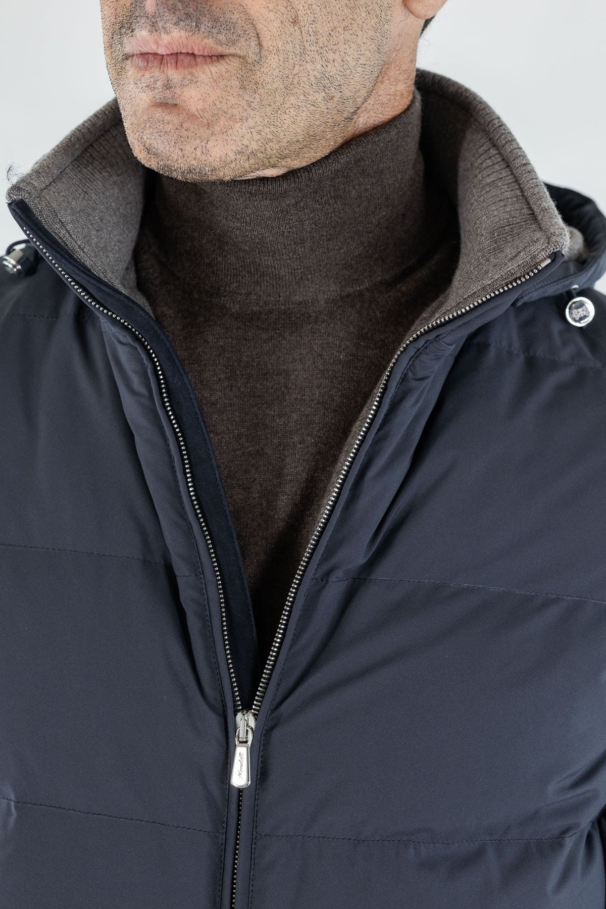 MANDELLI Piumino Cappuccio Foderato Cashmere Blu