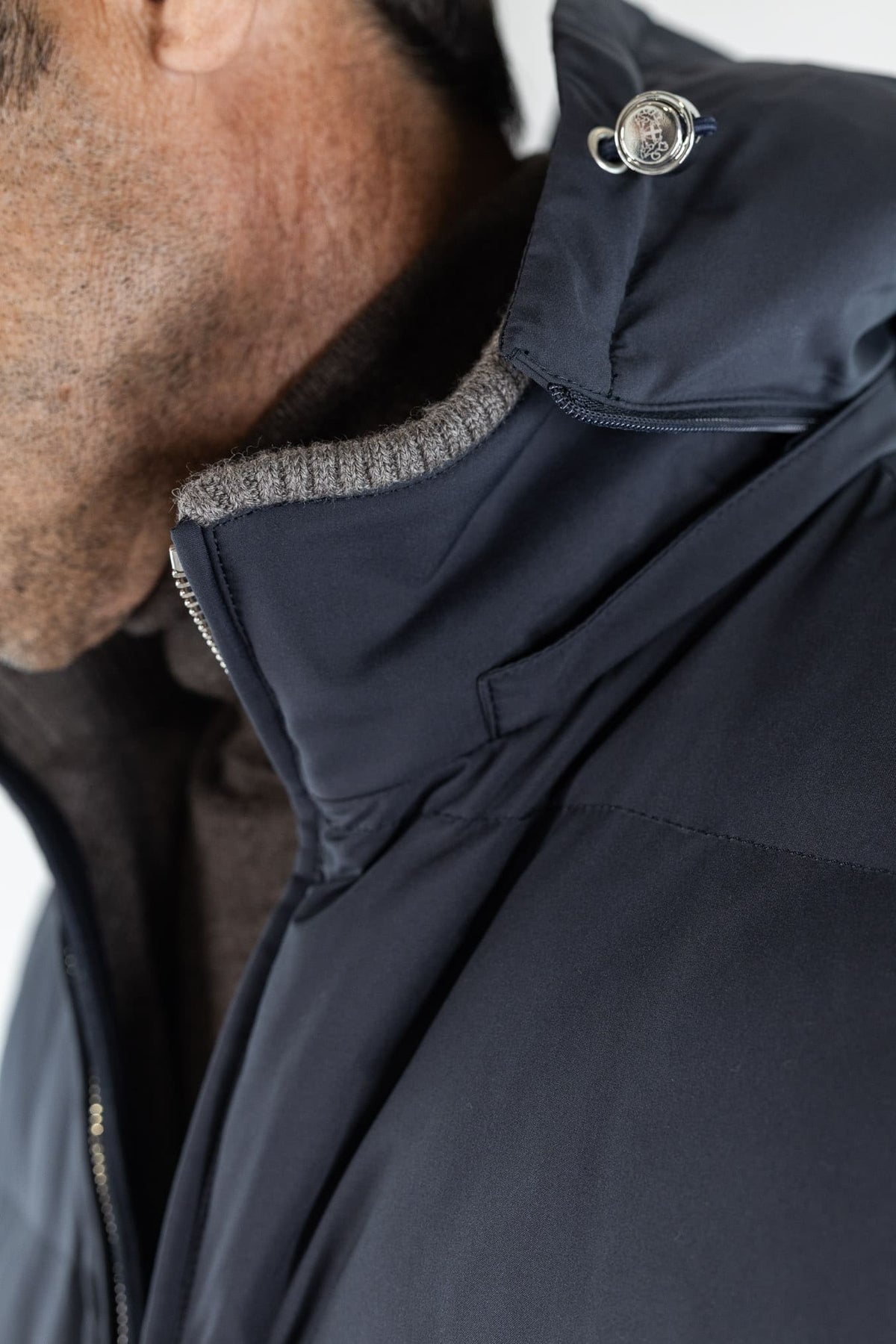 MANDELLI Piumino Cappuccio Foderato Cashmere Blu