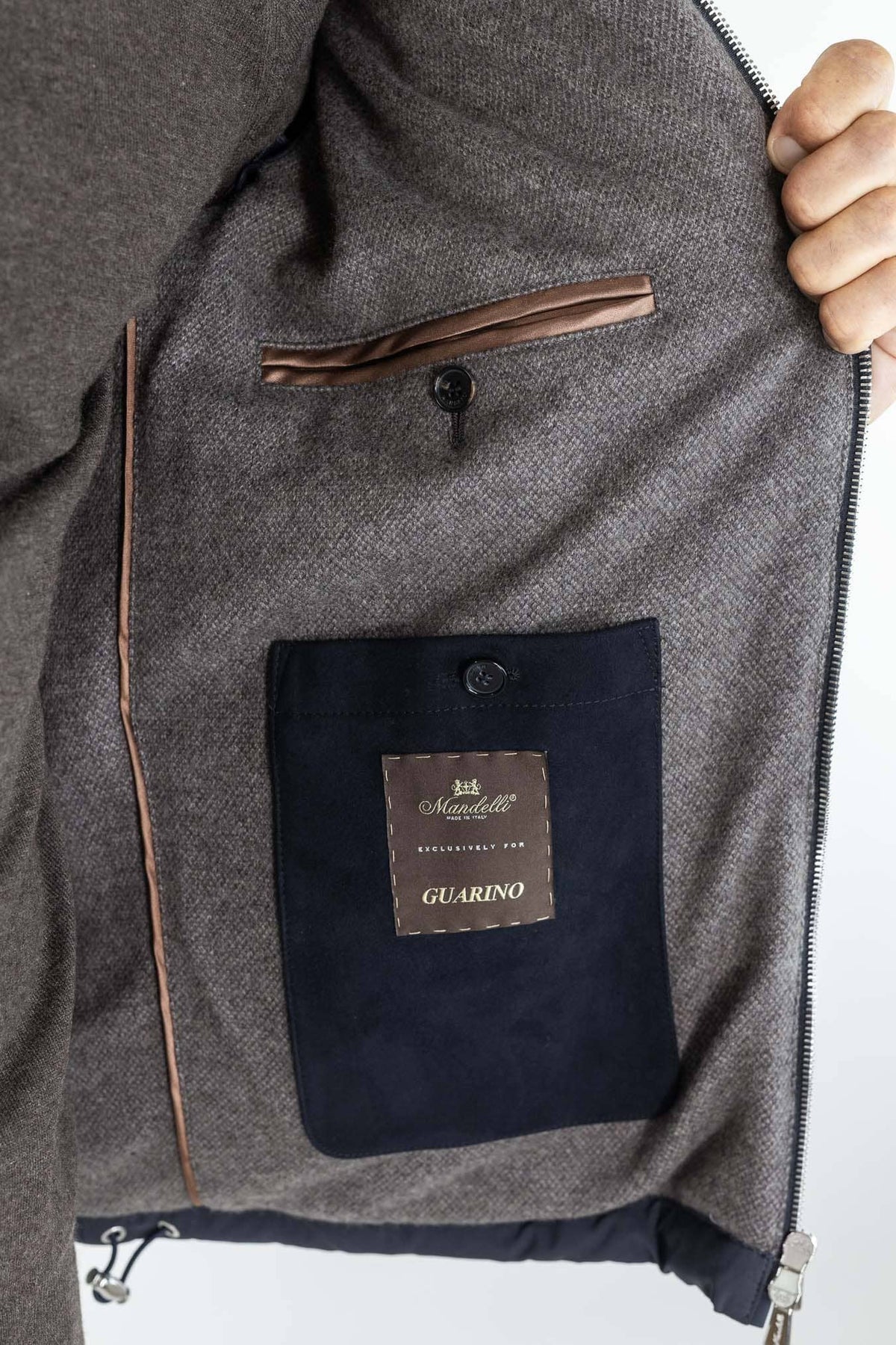 MANDELLI Piumino Cappuccio Foderato Cashmere Blu