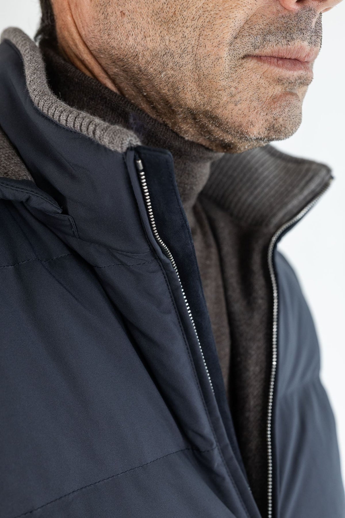 MANDELLI Piumino Cappuccio Foderato Cashmere Blu