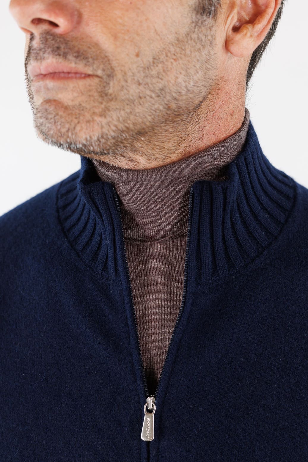 MANDELLI Maglia Full Zip Cashmere Blu Navy