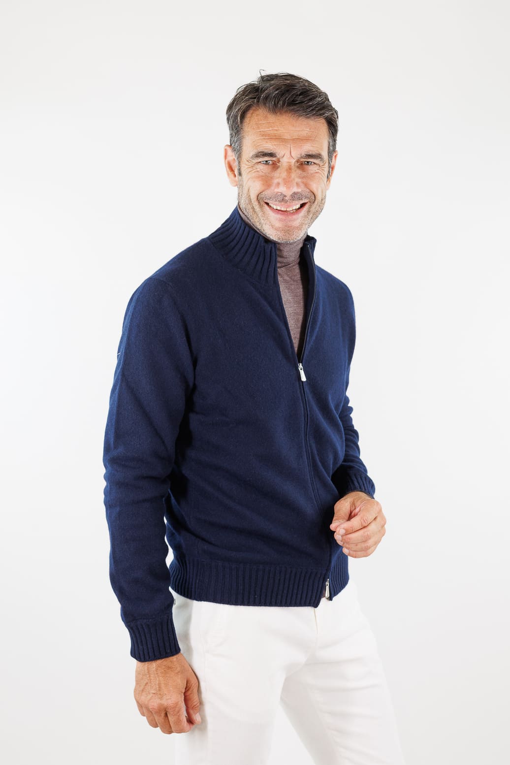 MANDELLI Maglia Full Zip Cashmere Blu Navy