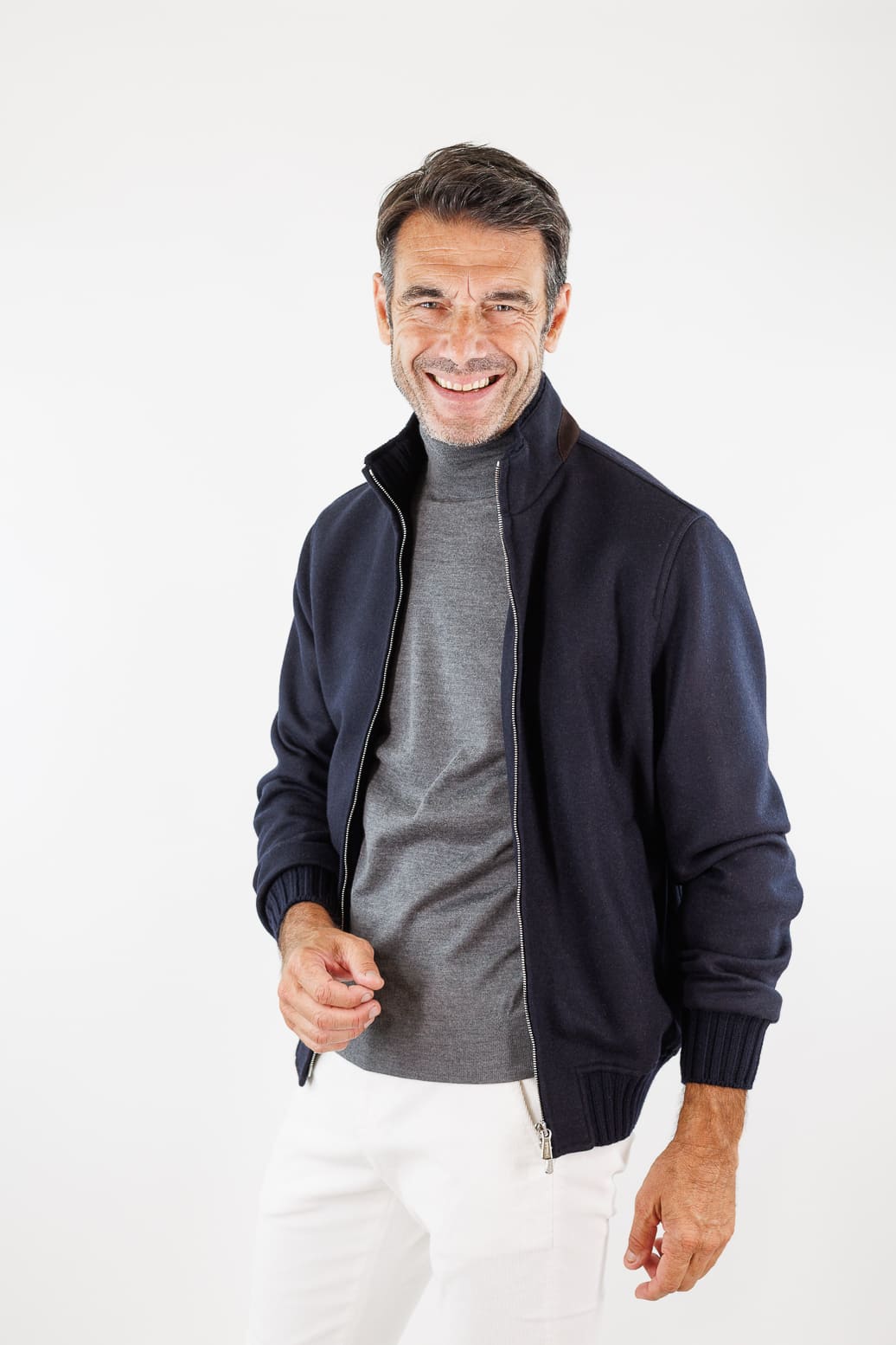 MANDELLI Giubbino Loro Piana Jersey Cashmere Blu