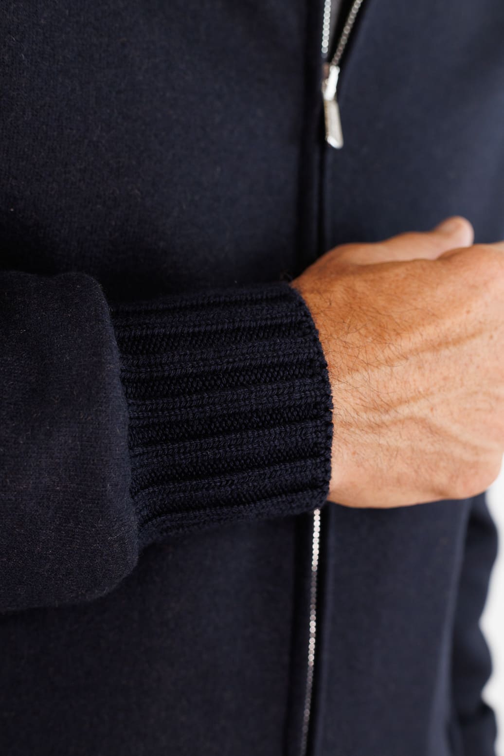 MANDELLI Giubbino Loro Piana Jersey Cashmere Blu