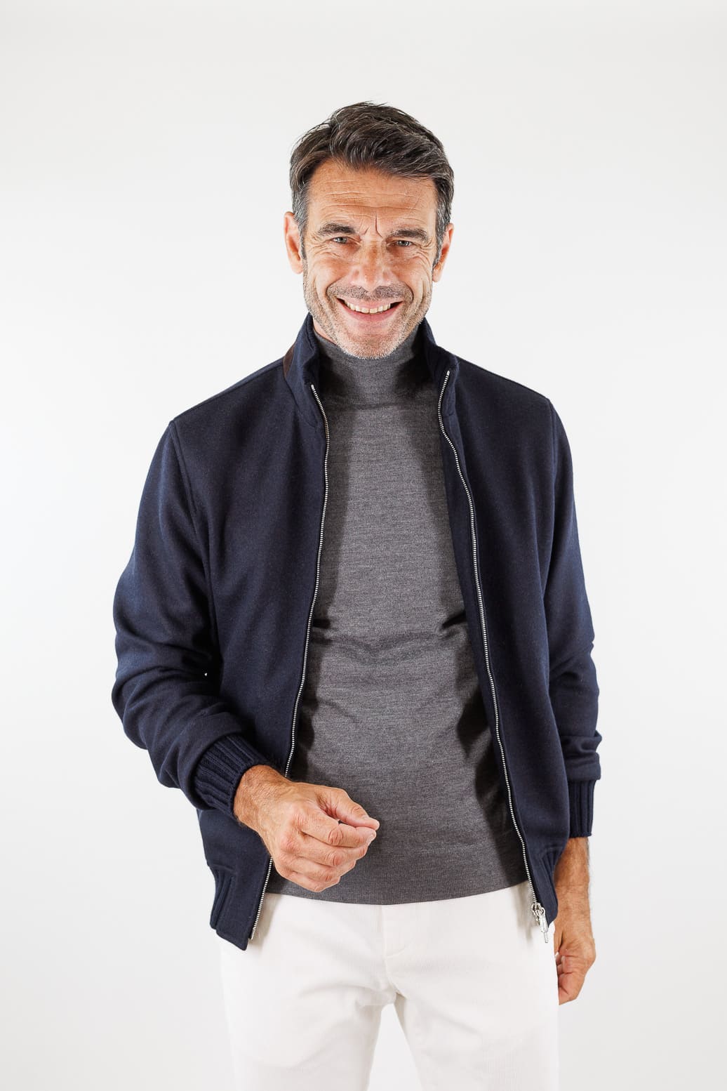 MANDELLI Giubbino Loro Piana Jersey Cashmere Blu