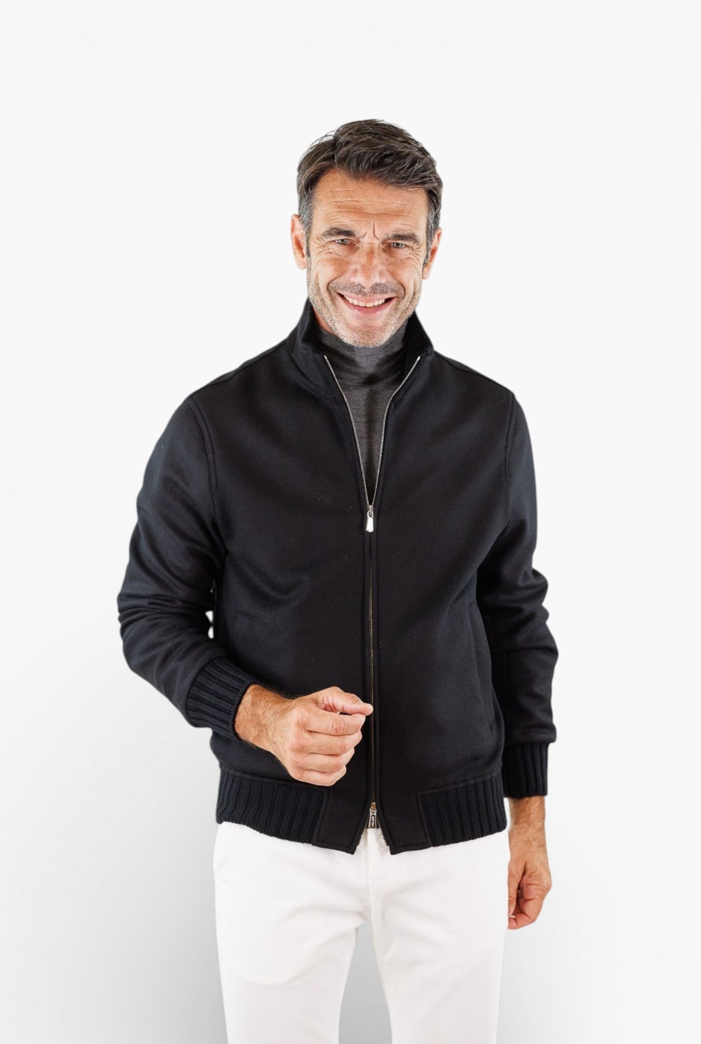 MANDELLI Giubbino Loro Piana Jersey Cashmere Nero