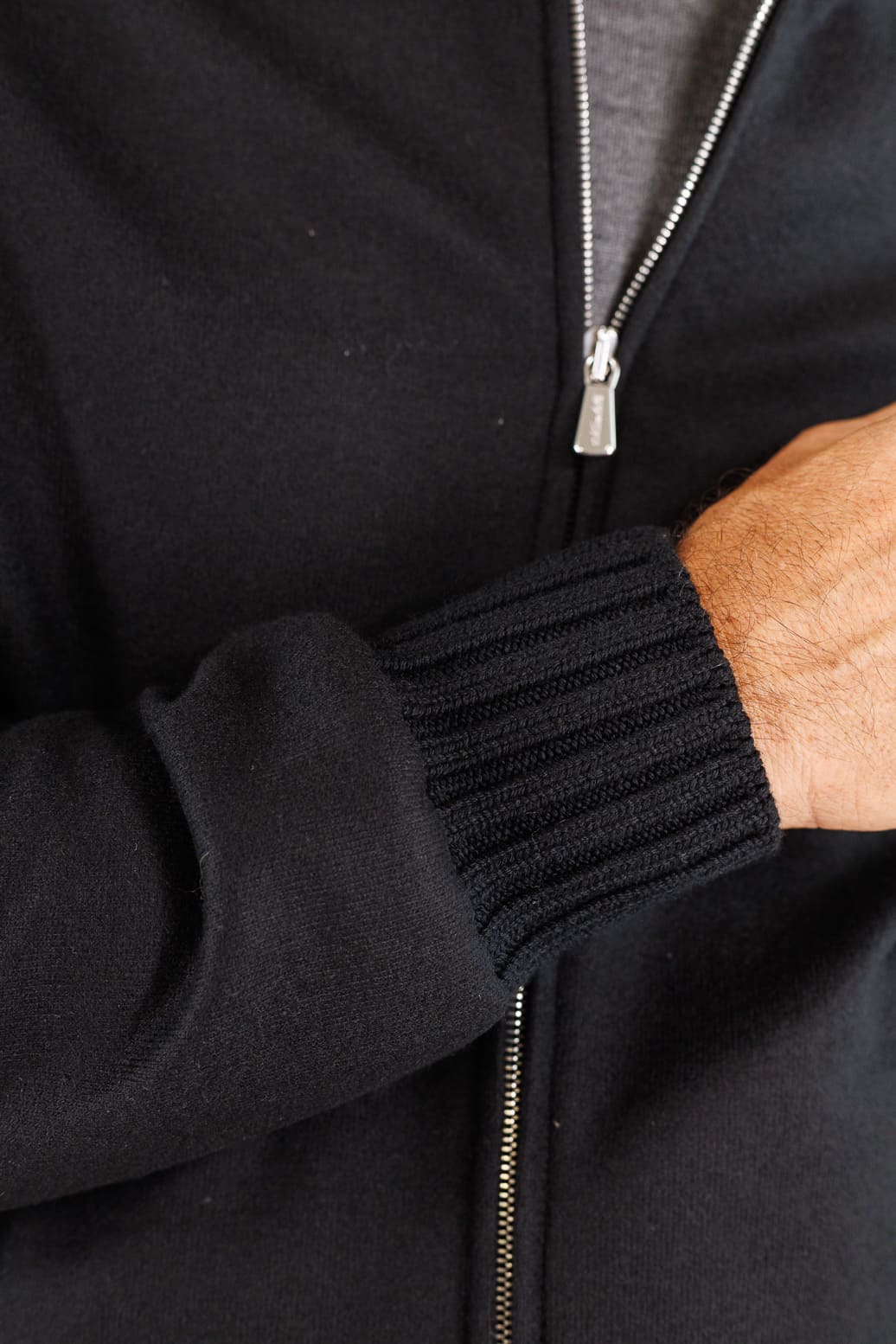 MANDELLI Giubbino Loro Piana Jersey Cashmere Nero