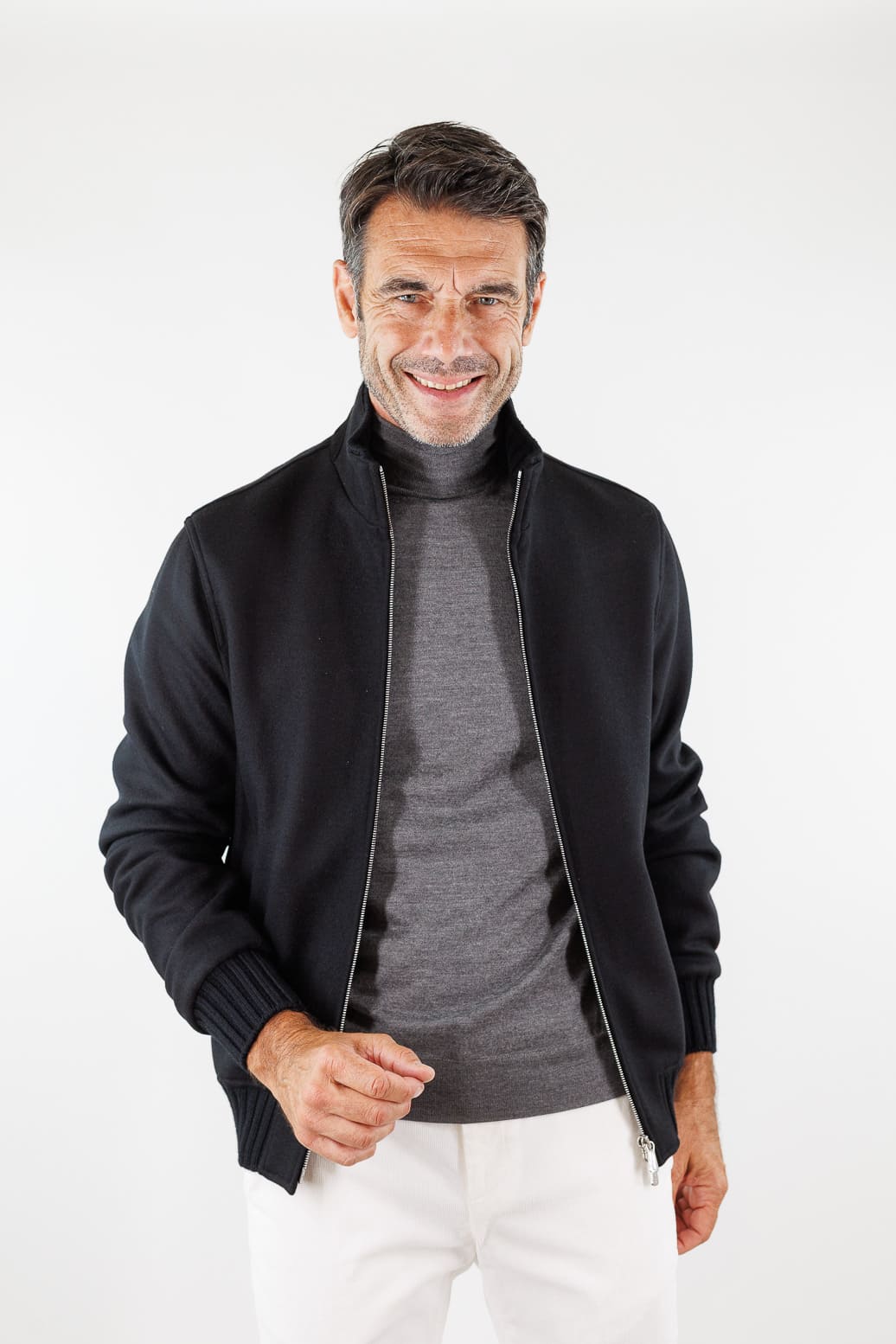 MANDELLI Giubbino Loro Piana Jersey Cashmere Nero