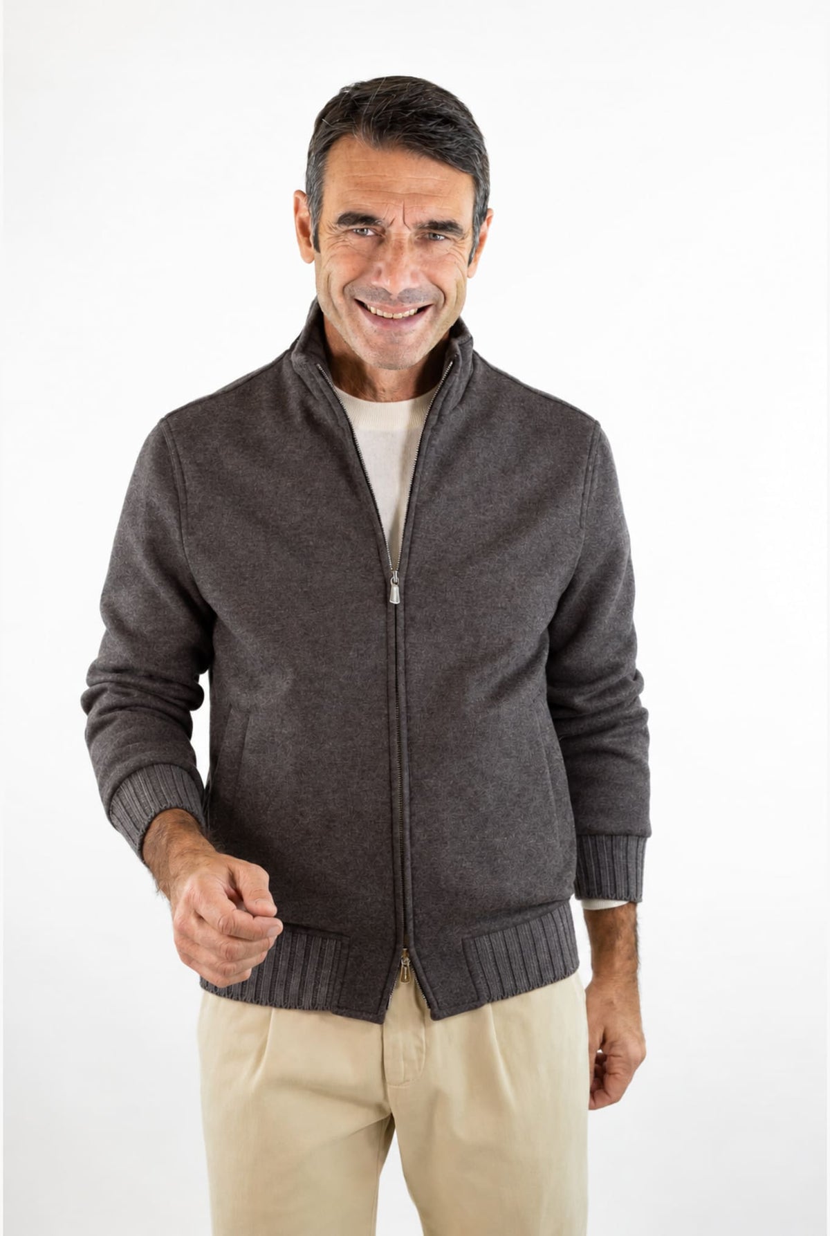 MANDELLI Giubbino Tessuto Loro Piana Cashmere Tortora