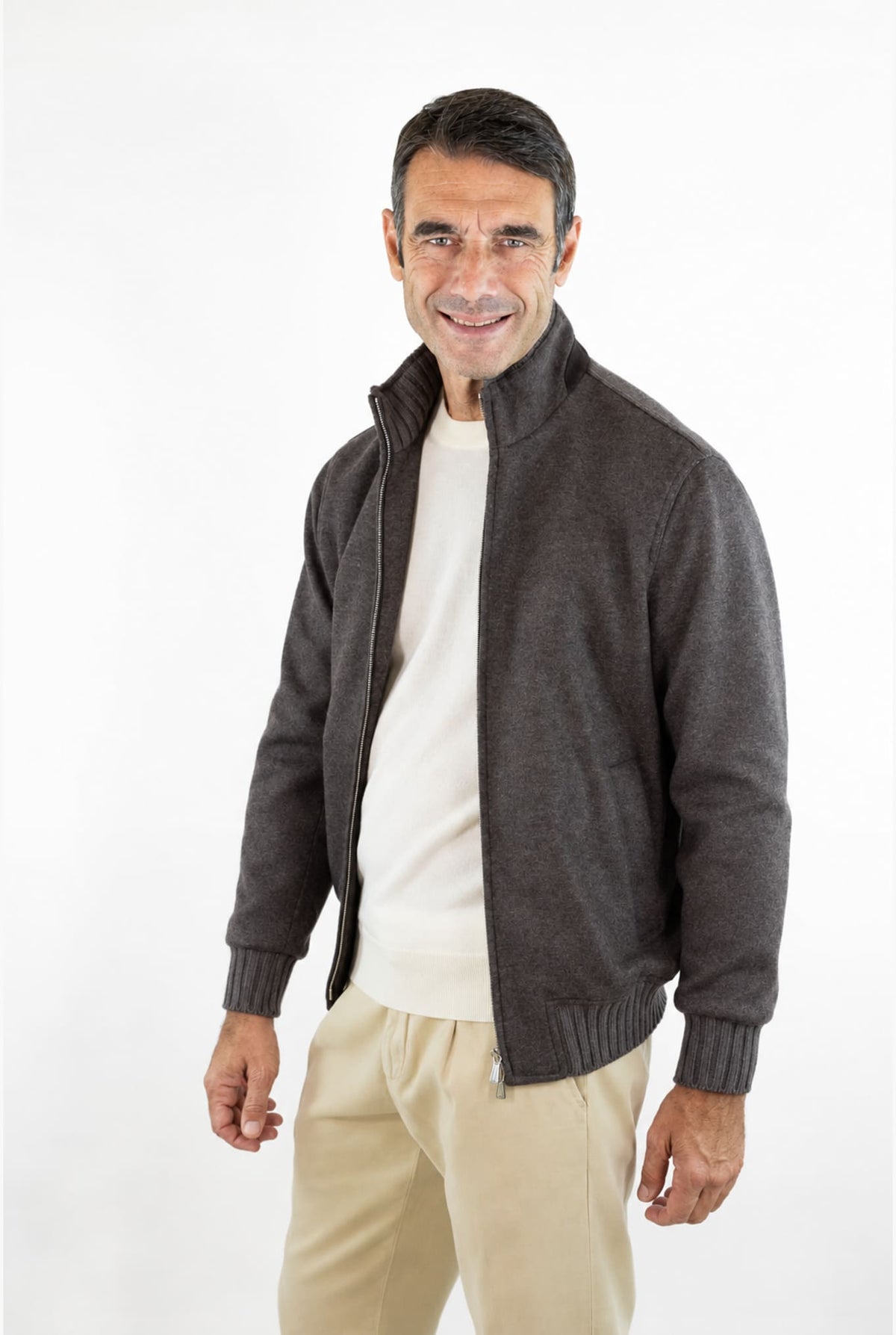 MANDELLI Giubbino Tessuto Loro Piana Cashmere Tortora
