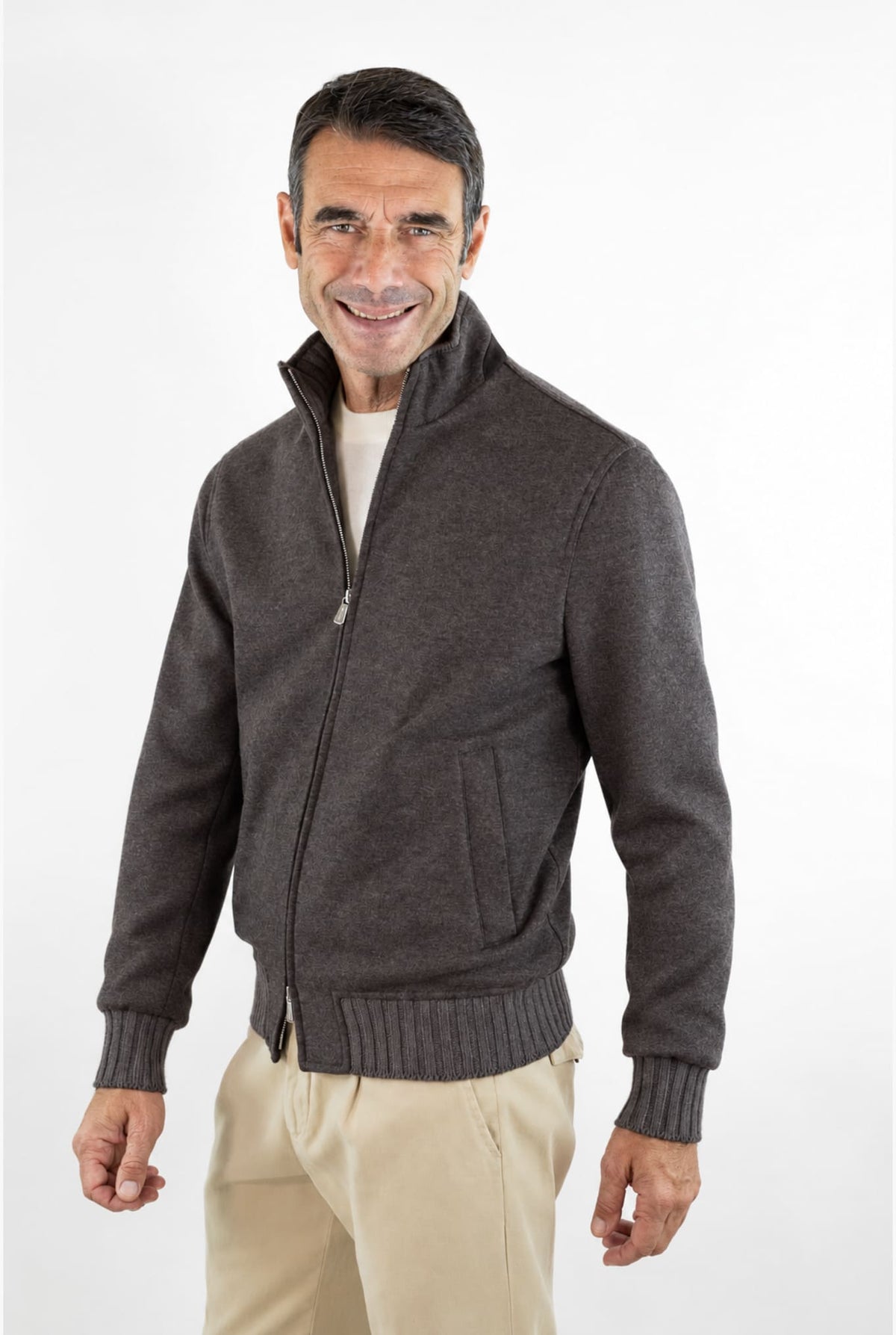 MANDELLI Giubbino Tessuto Loro Piana Cashmere Tortora