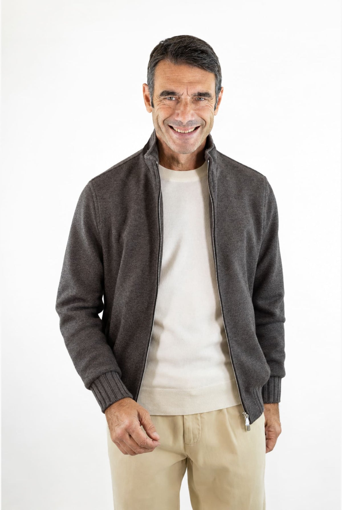 MANDELLI Giubbino Tessuto Loro Piana Cashmere Tortora