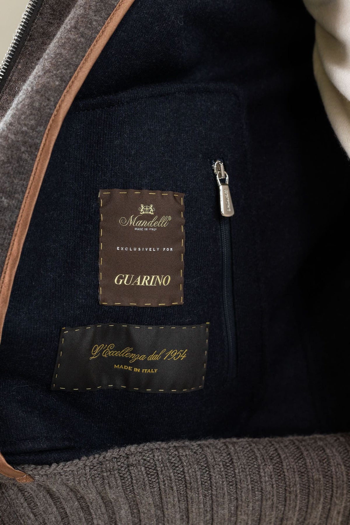 MANDELLI Giubbino Tessuto Loro Piana Cashmere Tortora