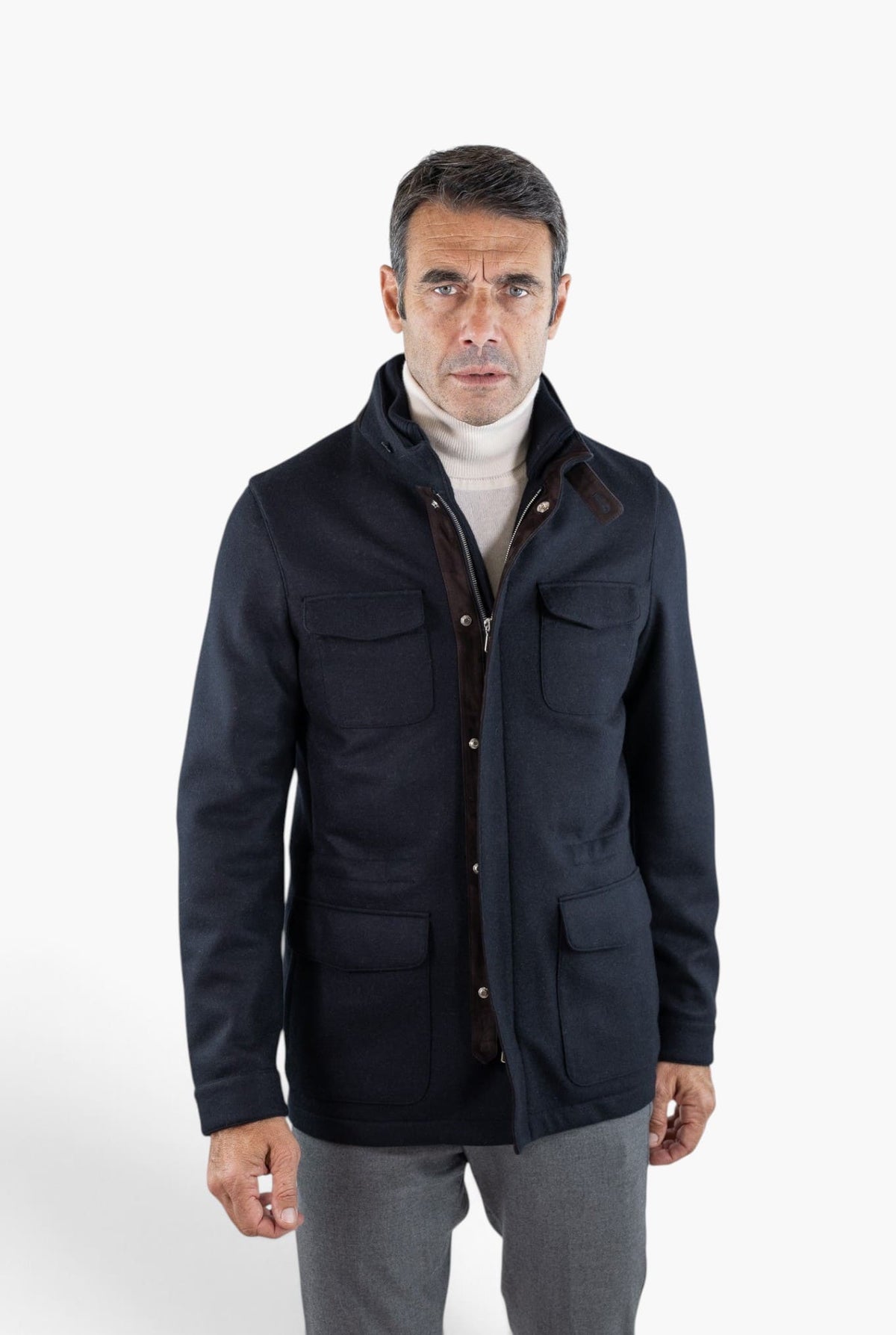MANDELLI Field Jacket Jersey Cashmere Double Blu