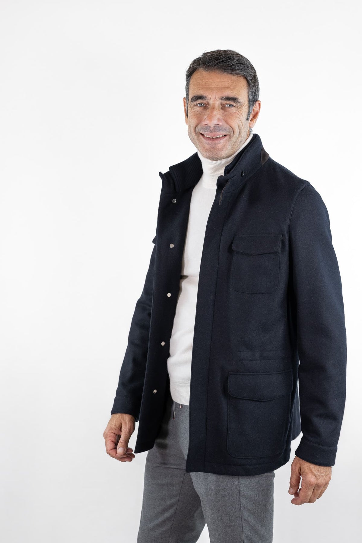 MANDELLI Field Jacket Jersey Cashmere Double Blu