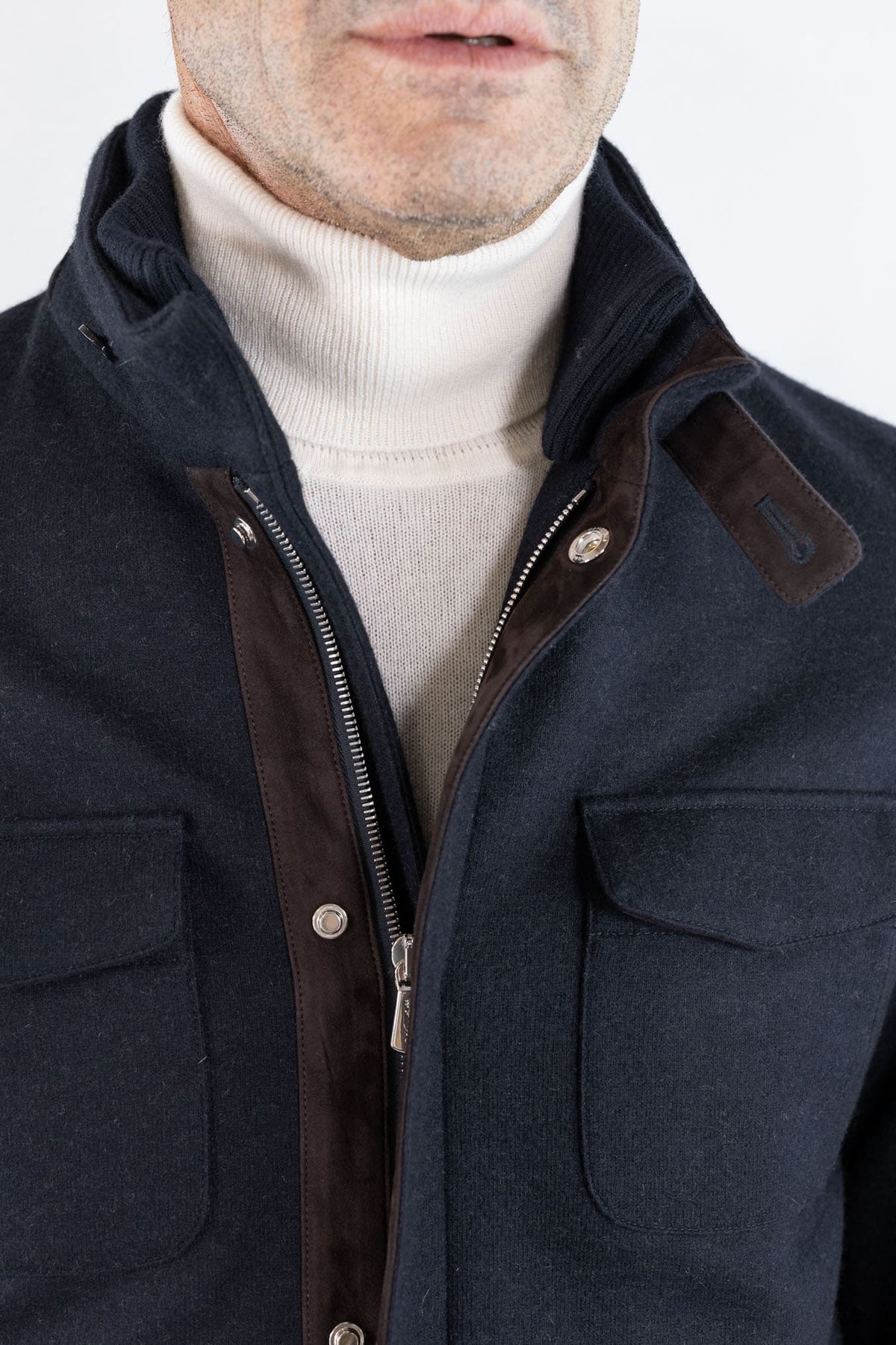 MANDELLI Field Jacket Jersey Cashmere Double Blu