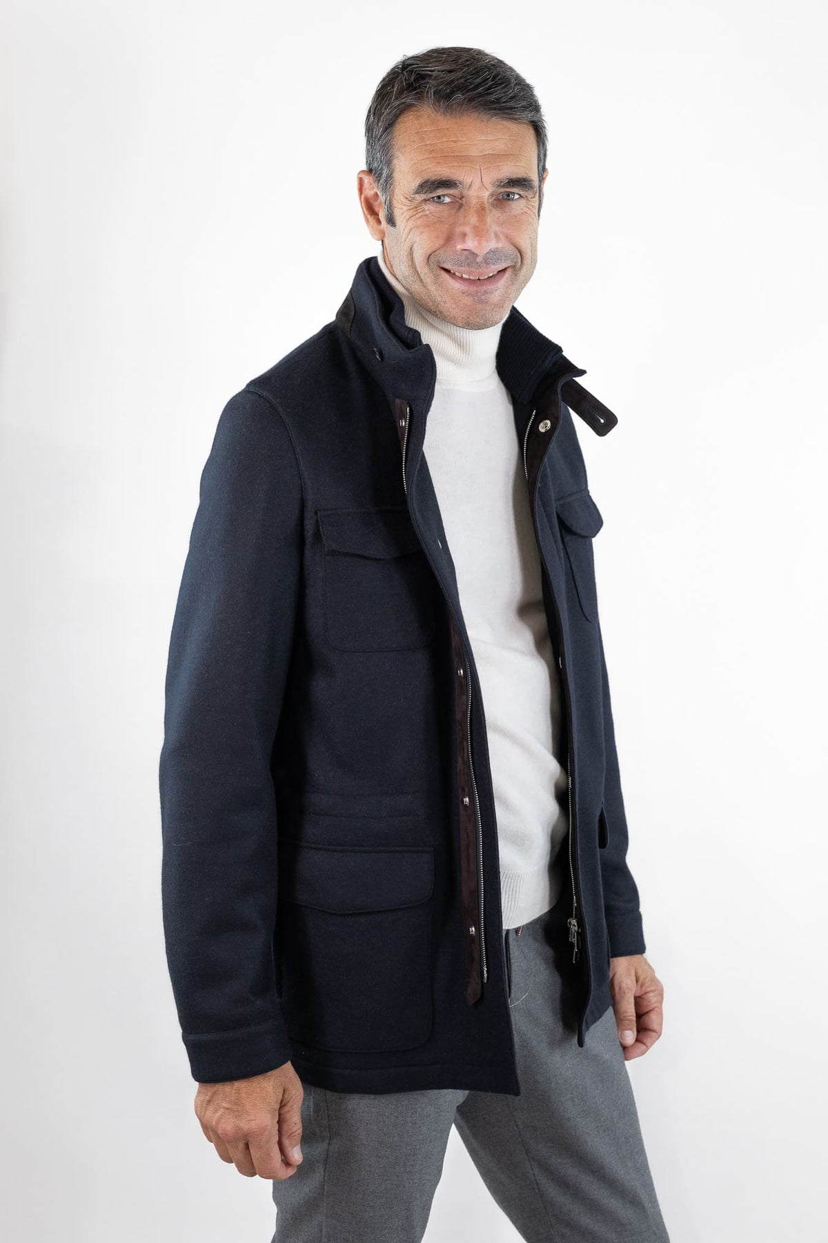 MANDELLI Field Jacket Jersey Cashmere Double Blu